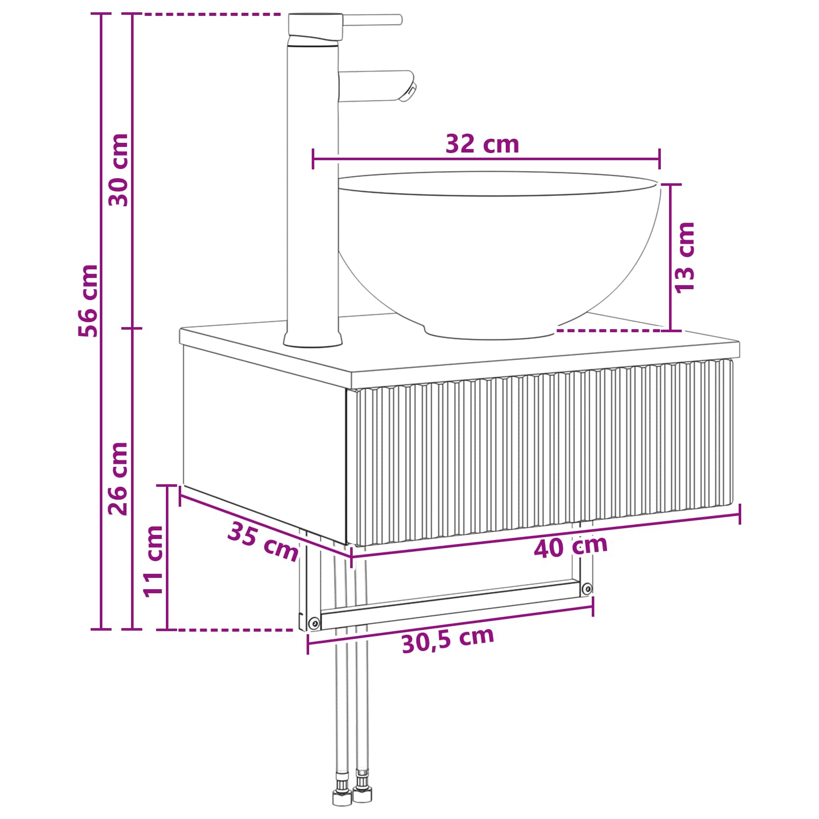 Zidni sudoper Bijela visokog sjaja 40 x 35 x 39 cm