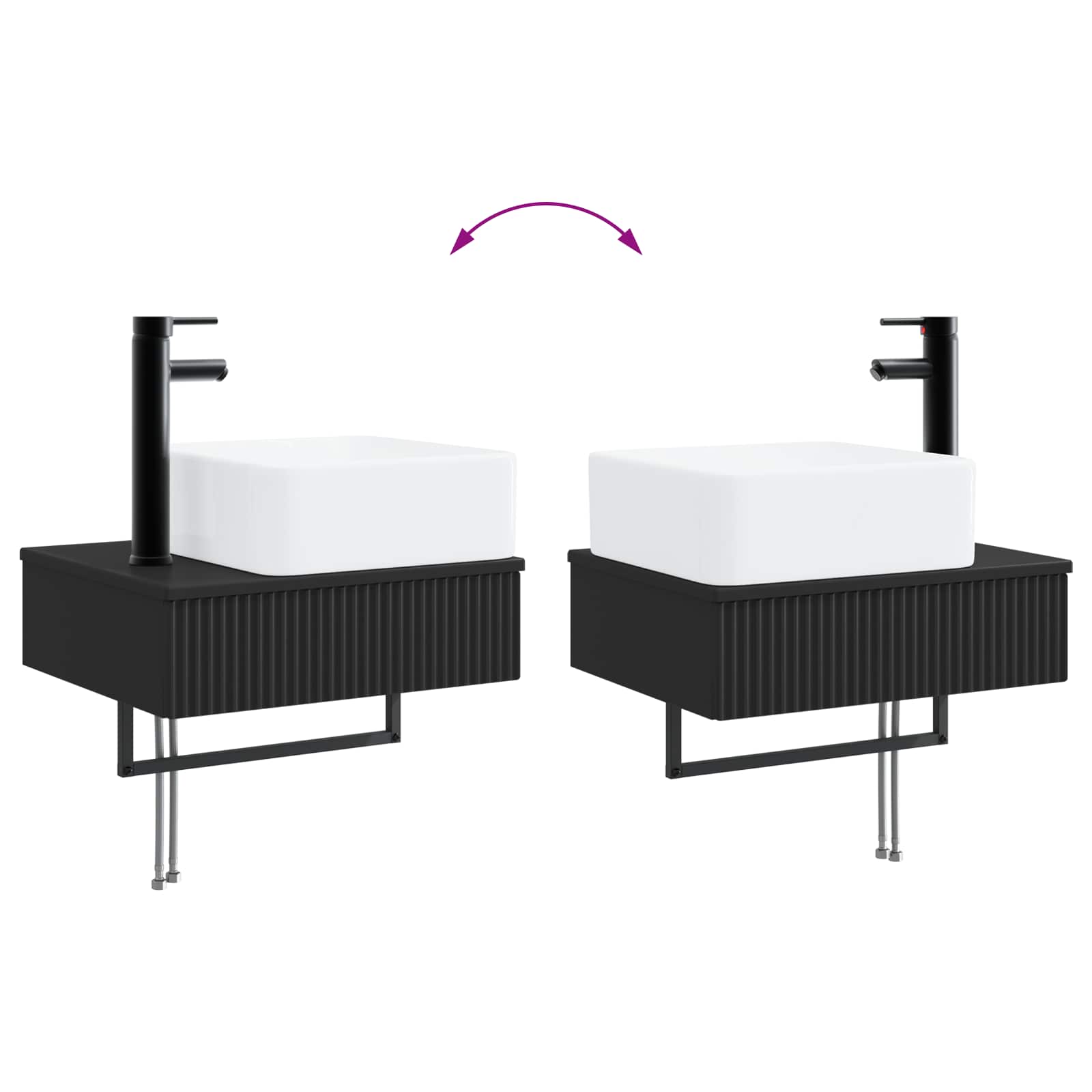 Zidni sudoper Crna 50 x 41 x 39 cm Konstruirano drvo