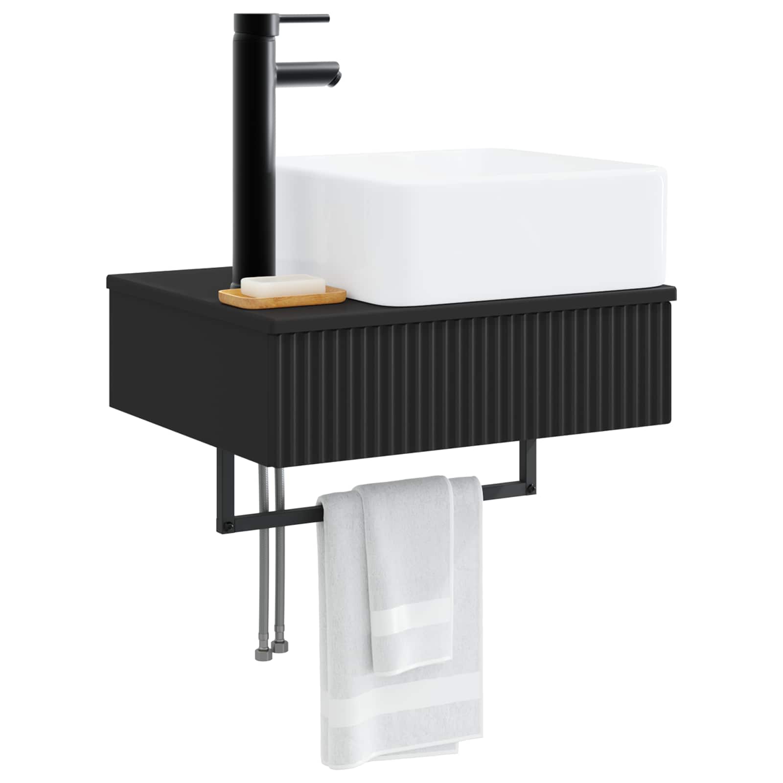Zidni sudoper Crna 50 x 41 x 39 cm Konstruirano drvo