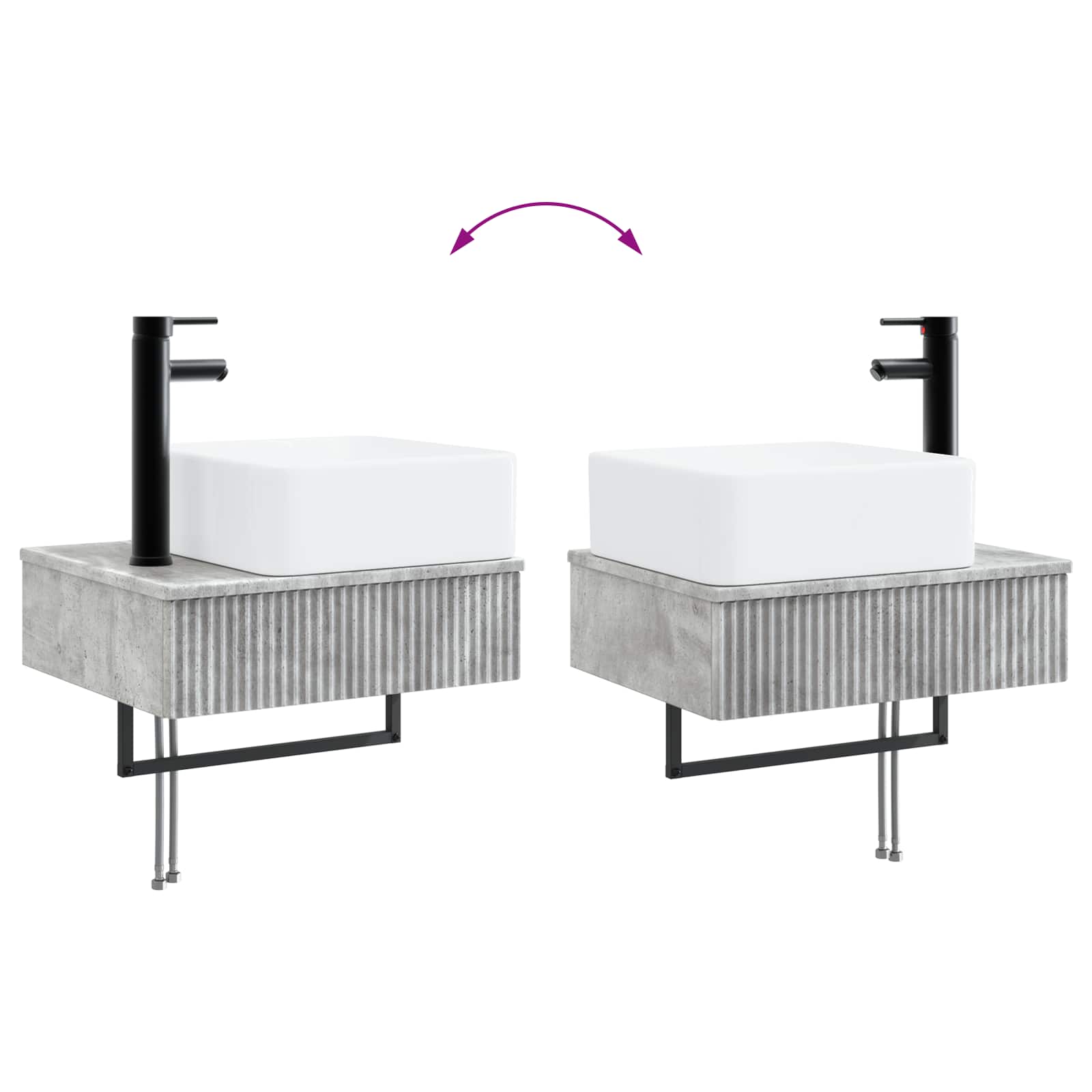 Zidni sudoper Betonska siva 50 x 41 x 39 cm Konstruirano drvo