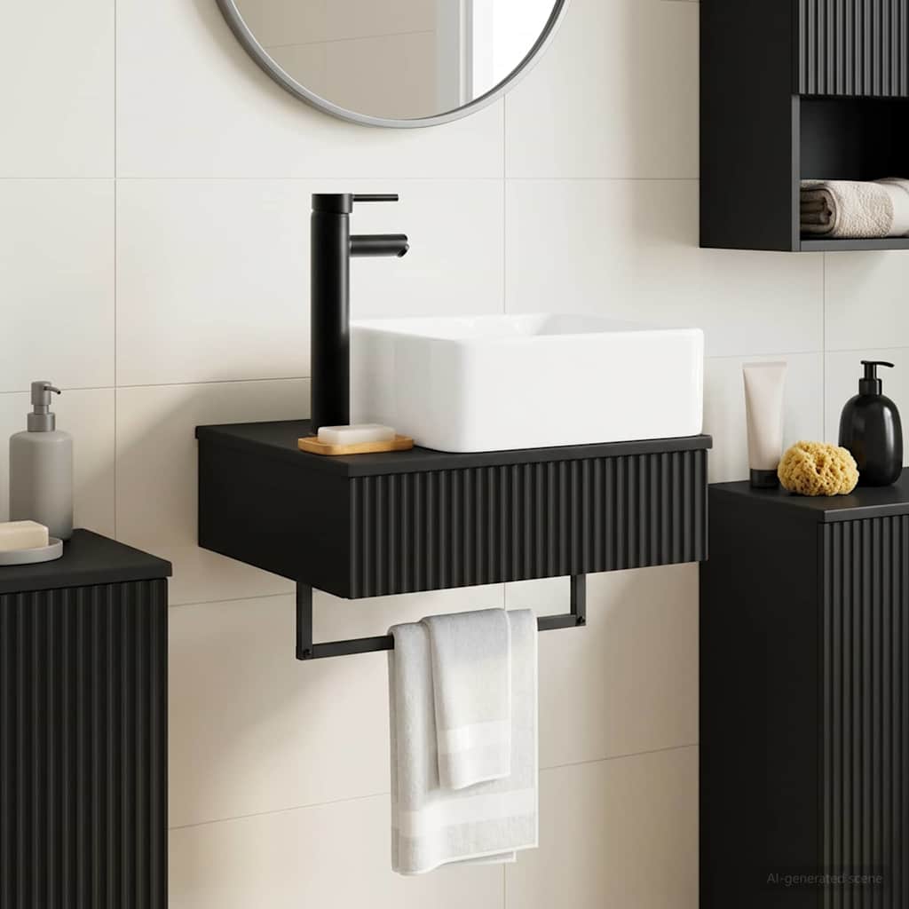 Zidni sudoper Crna 53 x 35 x 39 cm Konstruirano drvo