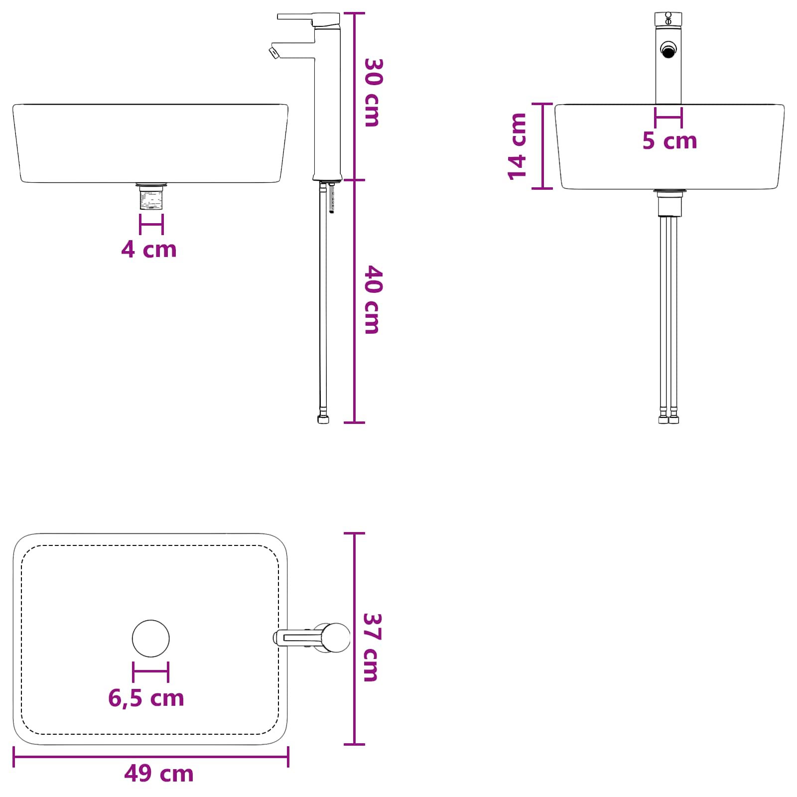 Umivaonik za kupaonicu Krom 49 x 37 x 14 cm Metal
