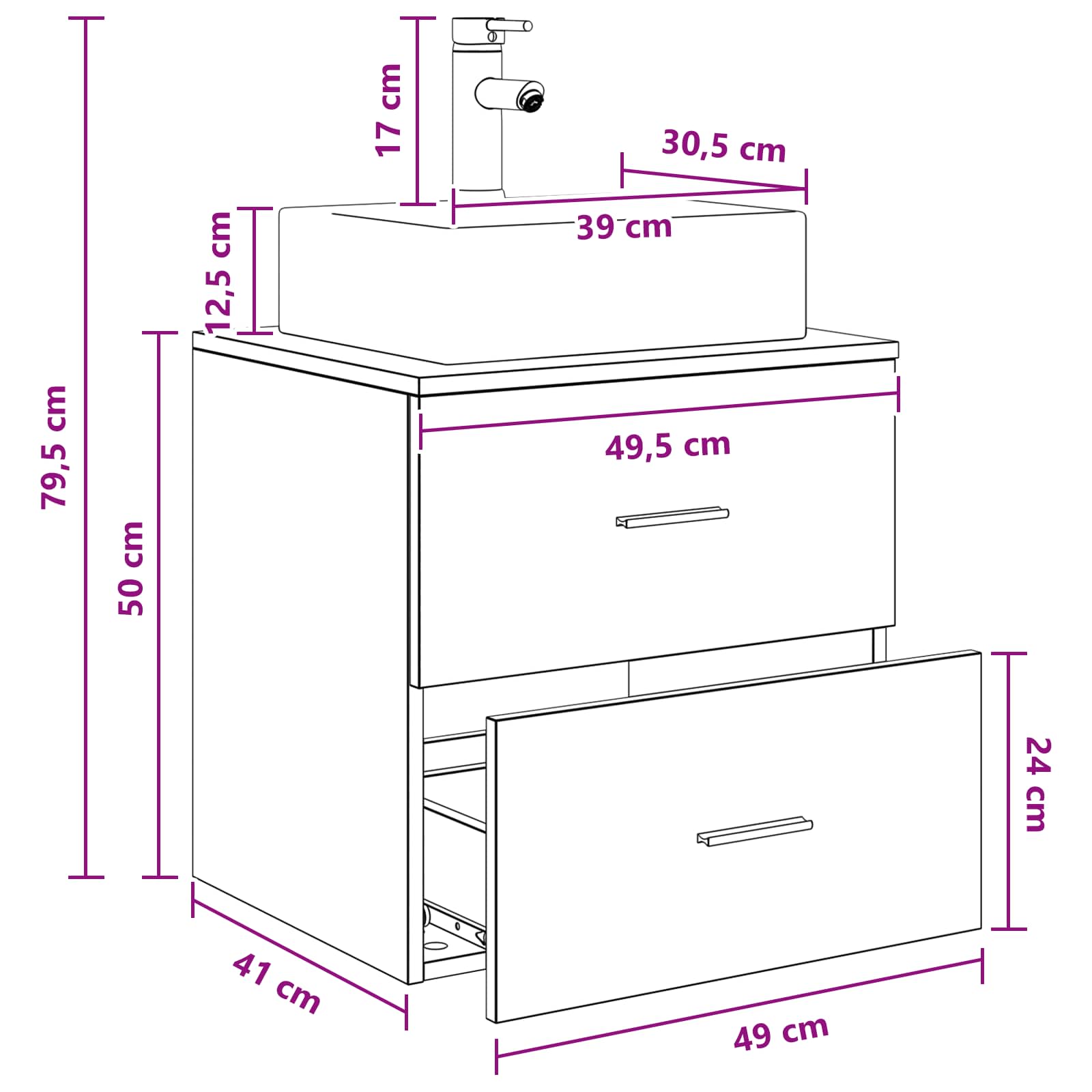 Umivaonik s policom Hrast artisan 49,5 x 41 x 62,5 cm