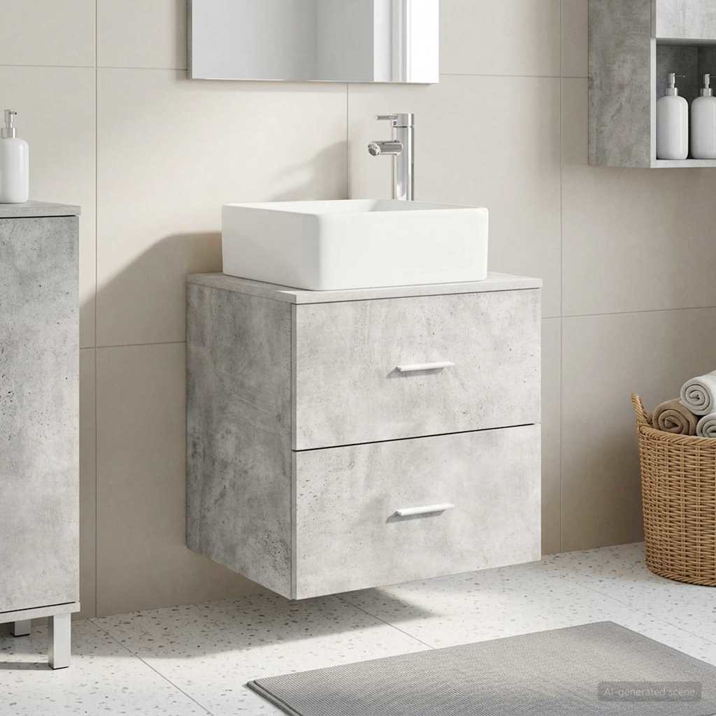 Umivaonik s policom Betonska siva 53 x 34,5 x 63 cm