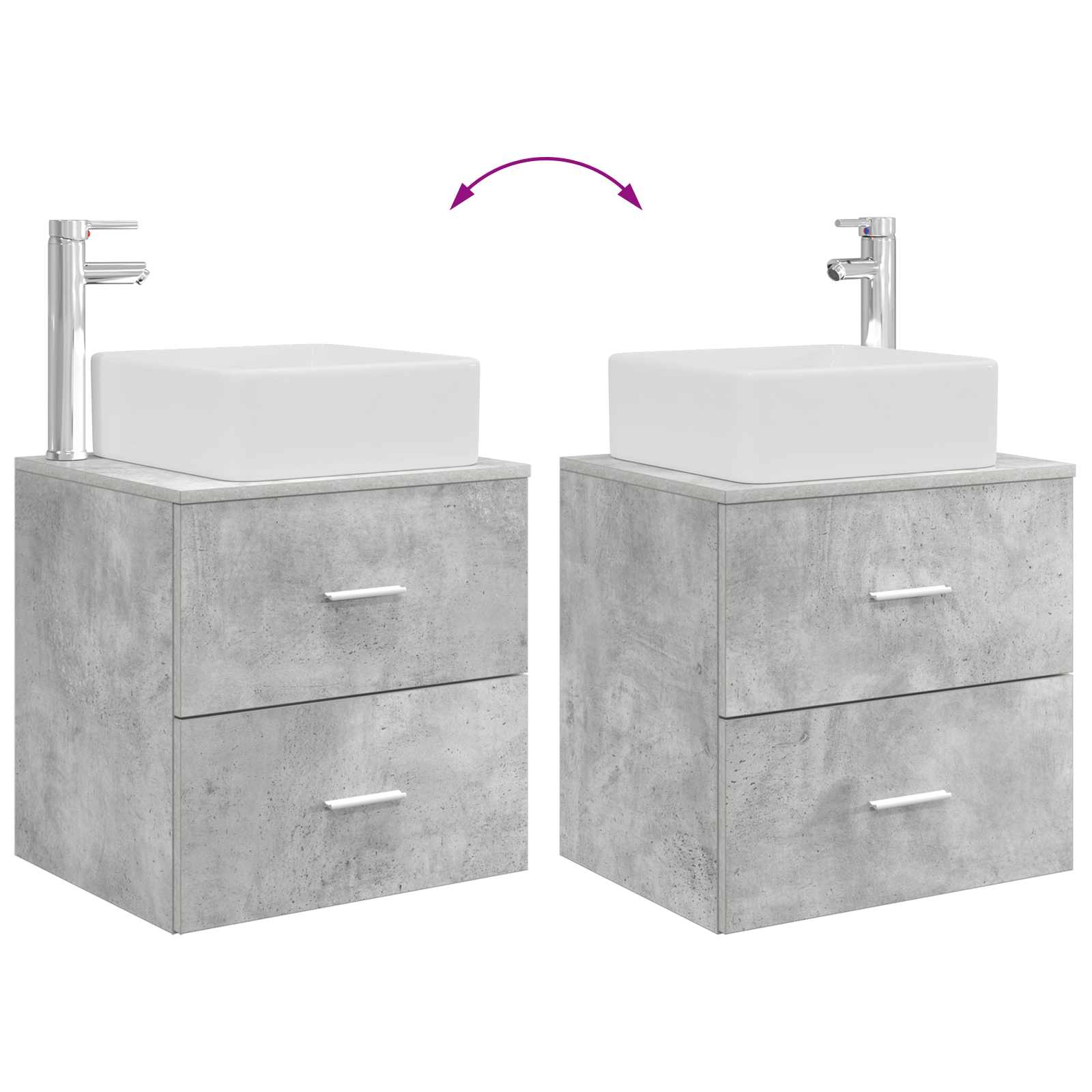 Umivaonik s policom Betonska siva 53 x 34,5 x 63 cm