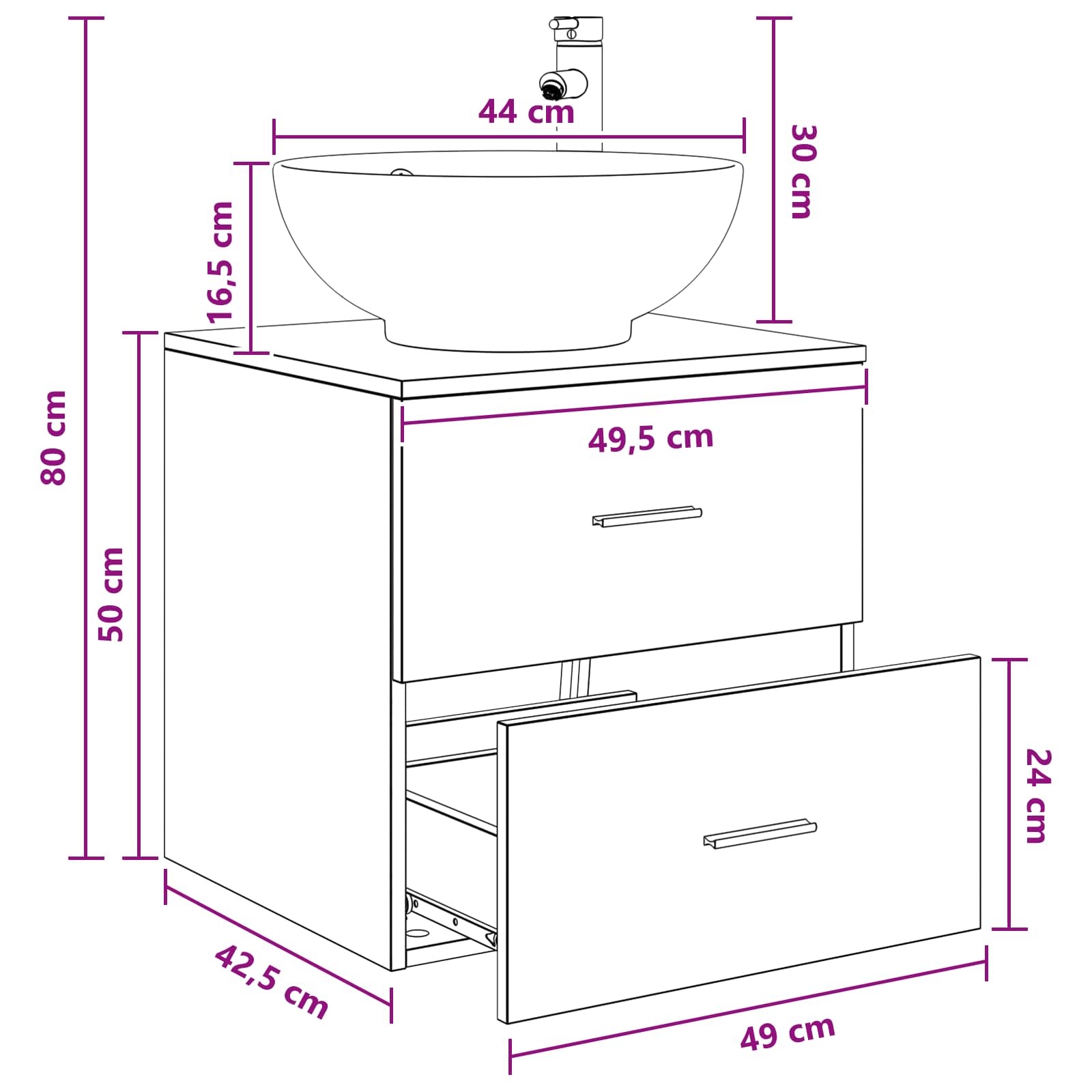 Umivaonik s policom Bijela 49,5 x 44,5 x 66,5 cm