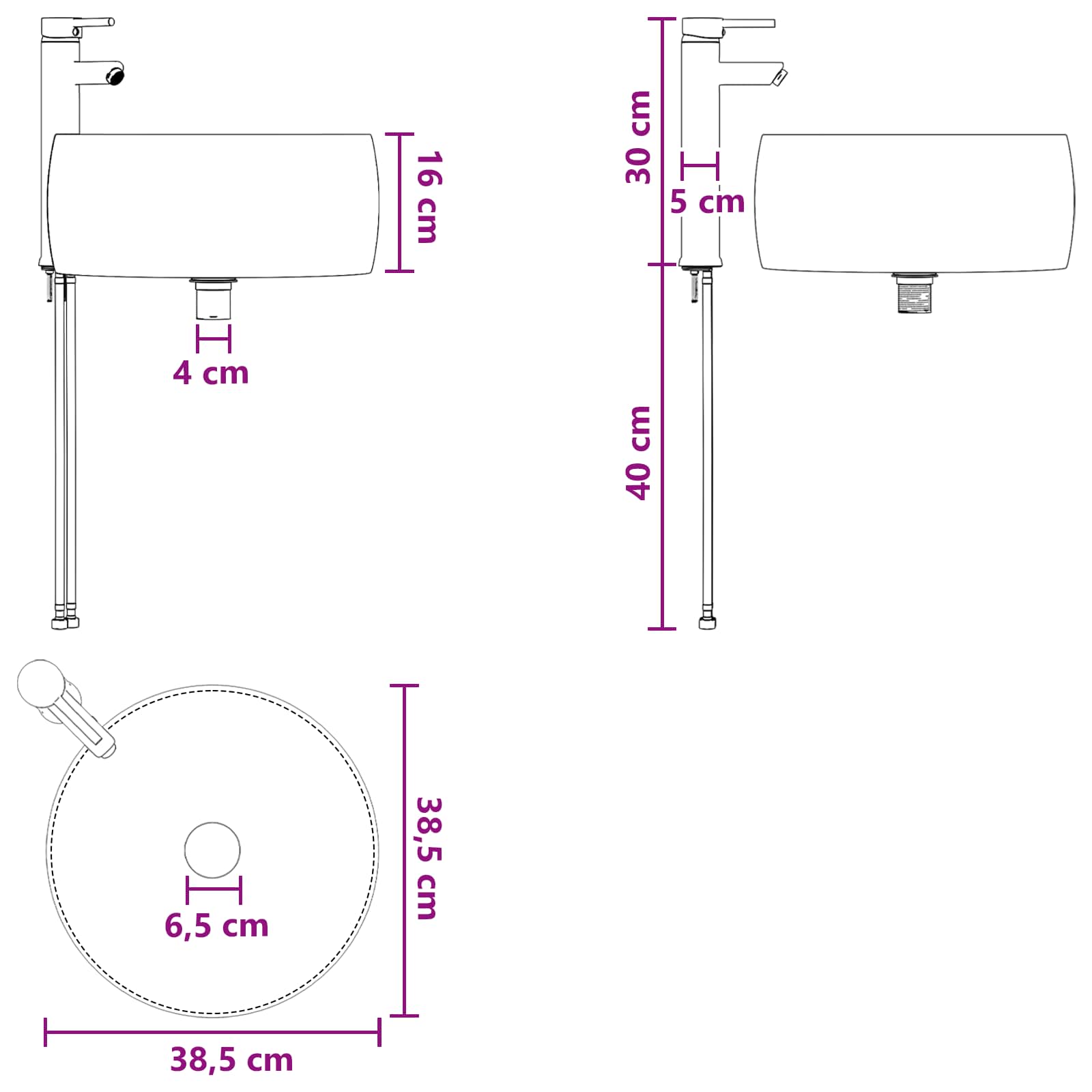 Umivaonik s policom Hrast artisan 49,5 x 44,5 x 66 cm