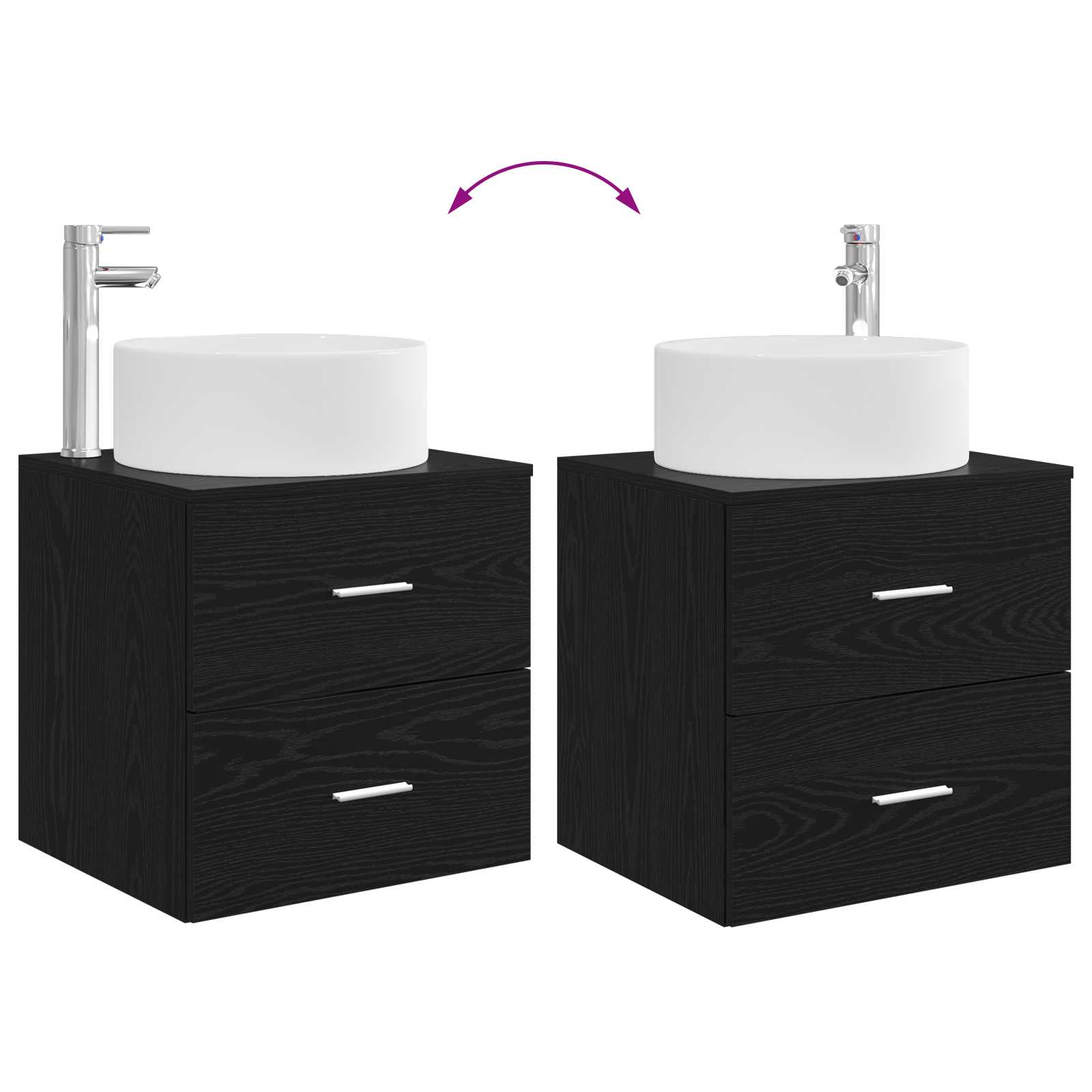Umivaonik s policom Crni hrast 49,5 x 44,5 x 65,5 cm