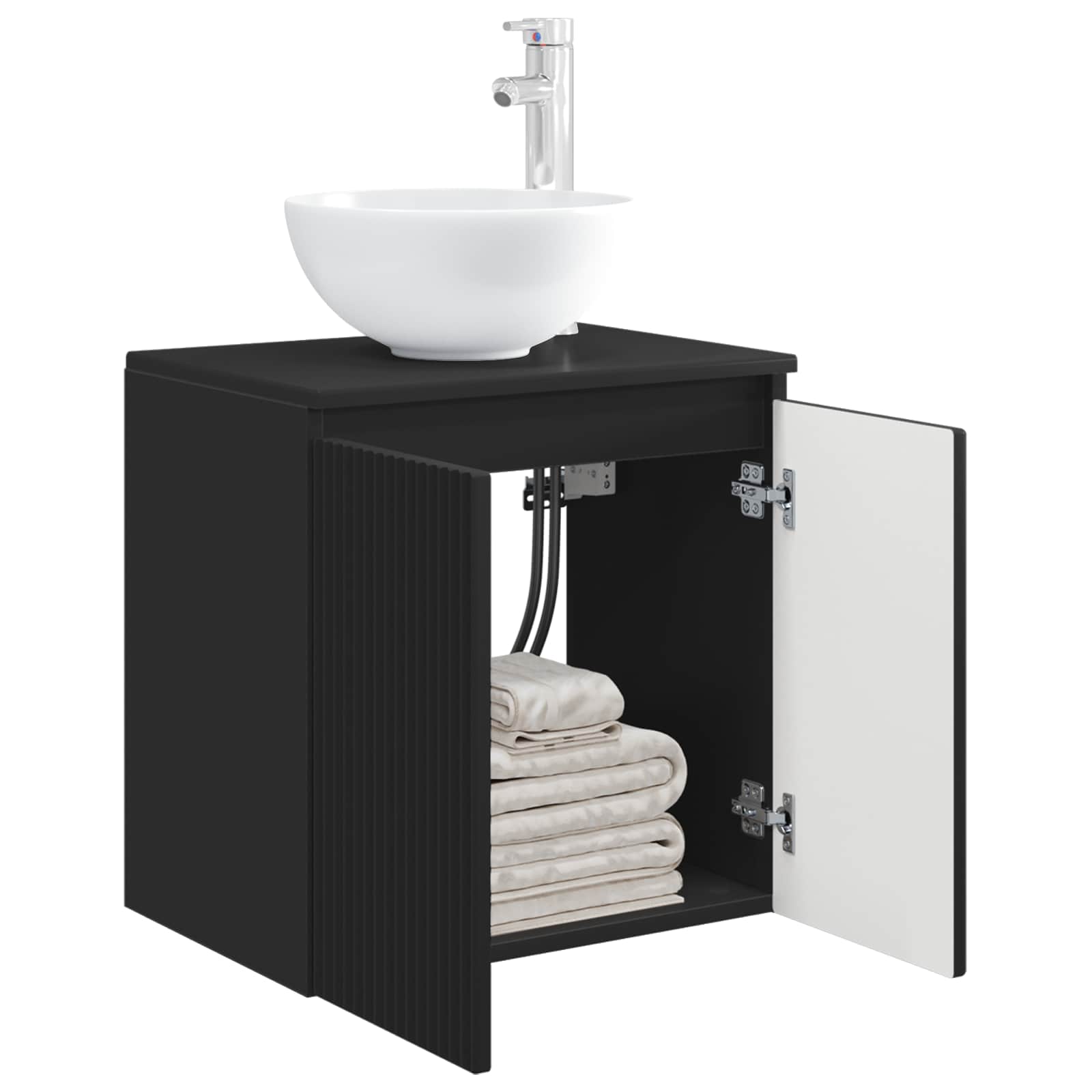 Umivaonik s policom Crna 49,5 x 35 x 63 cm Konstruirano drvo