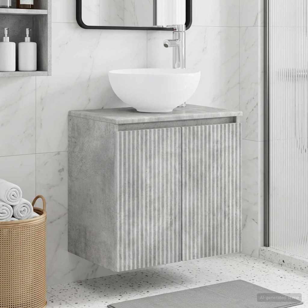 Umivaonik s policom Betonska siva 49,5 x 35 x 63 cm