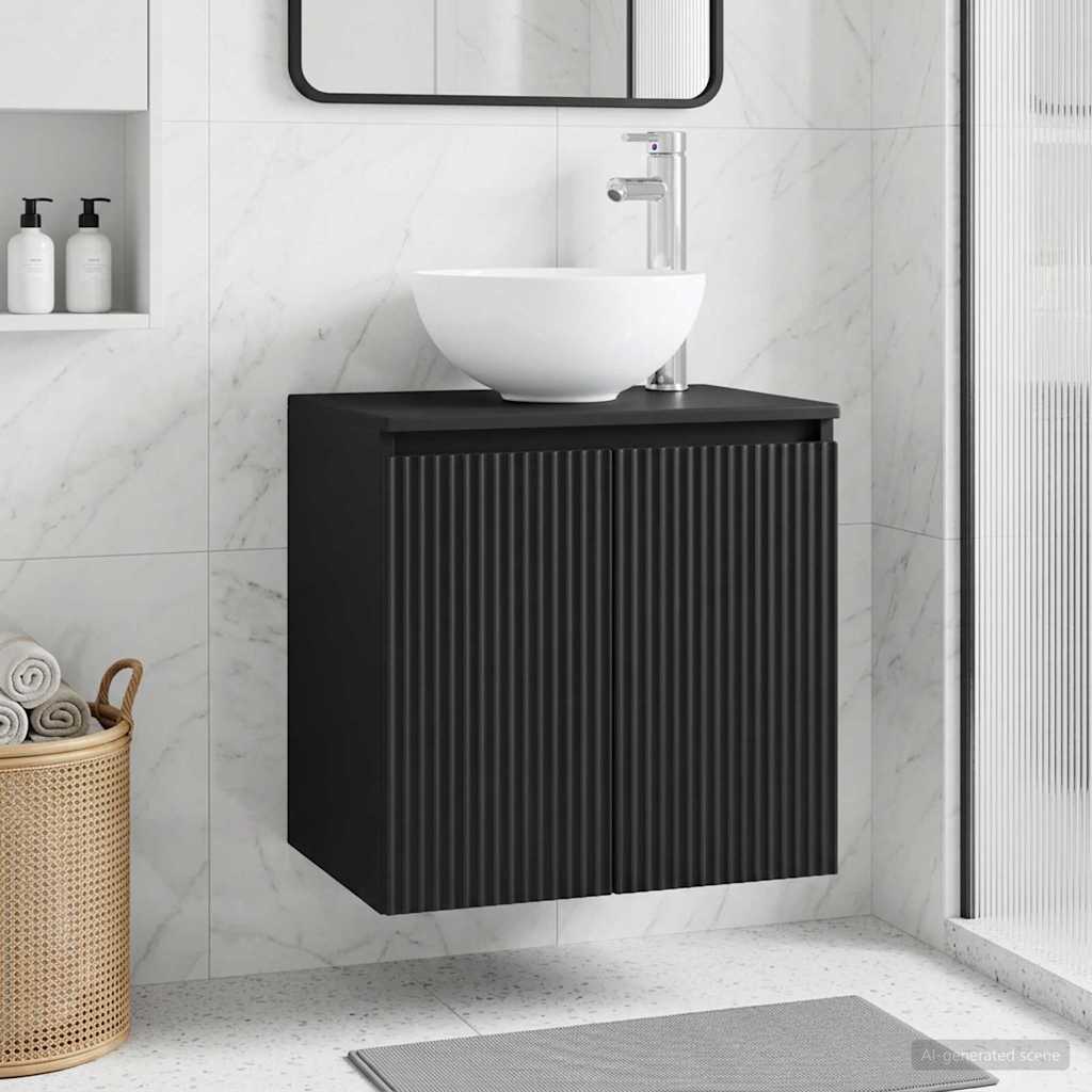 Umivaonik s policom Crna 49,5 x 41 x 64,5 cm Konstruirano drvo