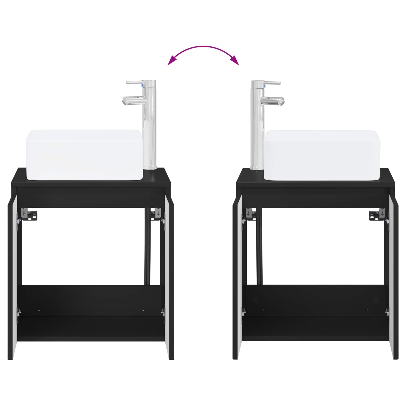 Umivaonik s policom Crna 49,5 x 41 x 63 cm Konstruirano drvo