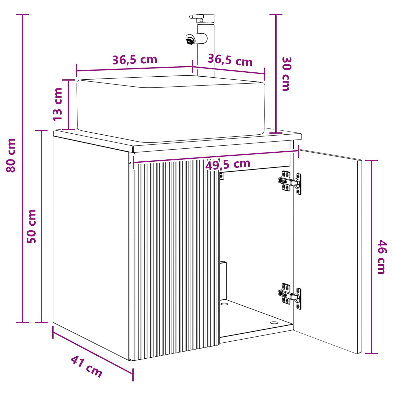 Umivaonik s policom Hrast sonoma 49,5 x 41 x 63 cm