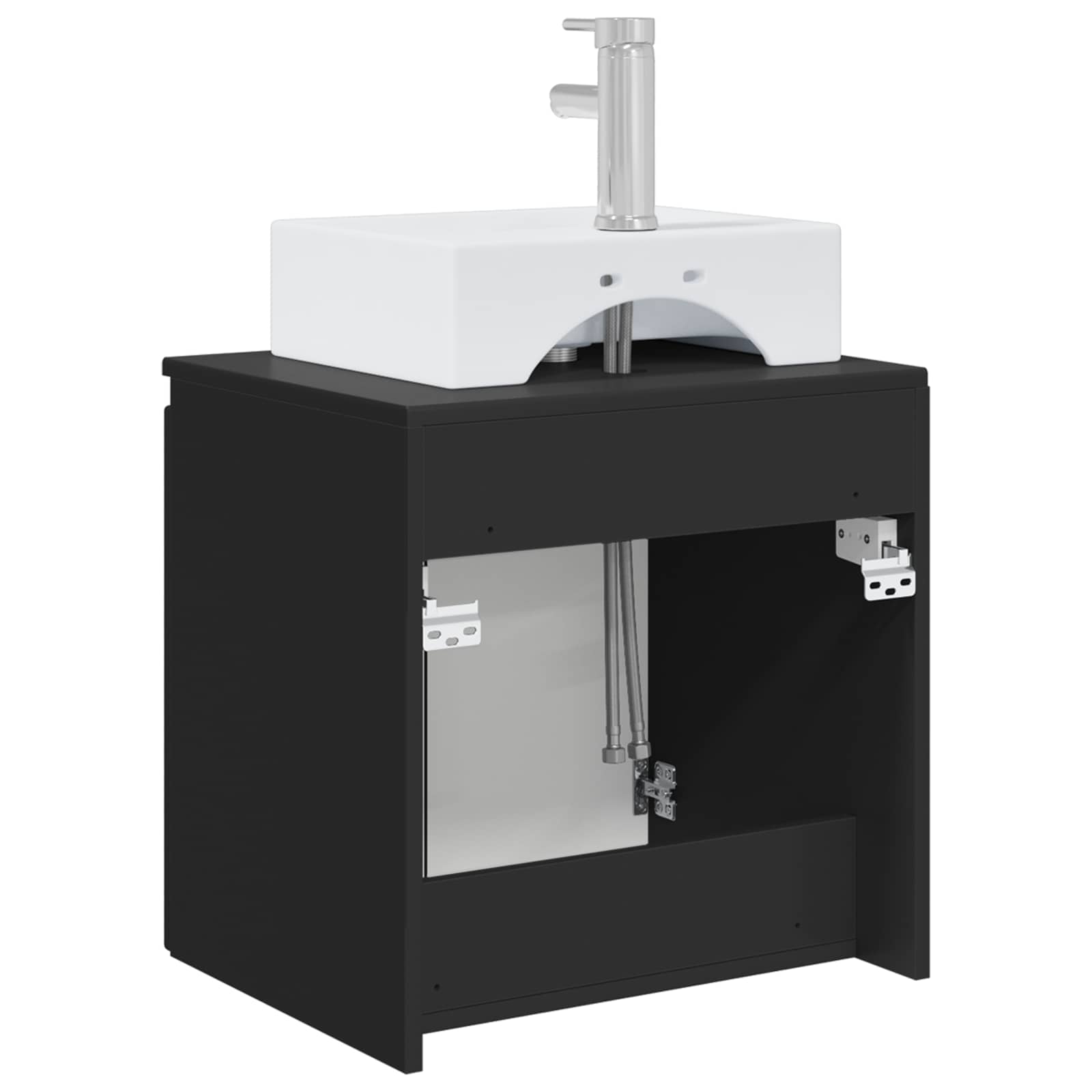 Umivaonik s policom Crna 49,5 x 41 x 62,5 cm Konstruirano drvo