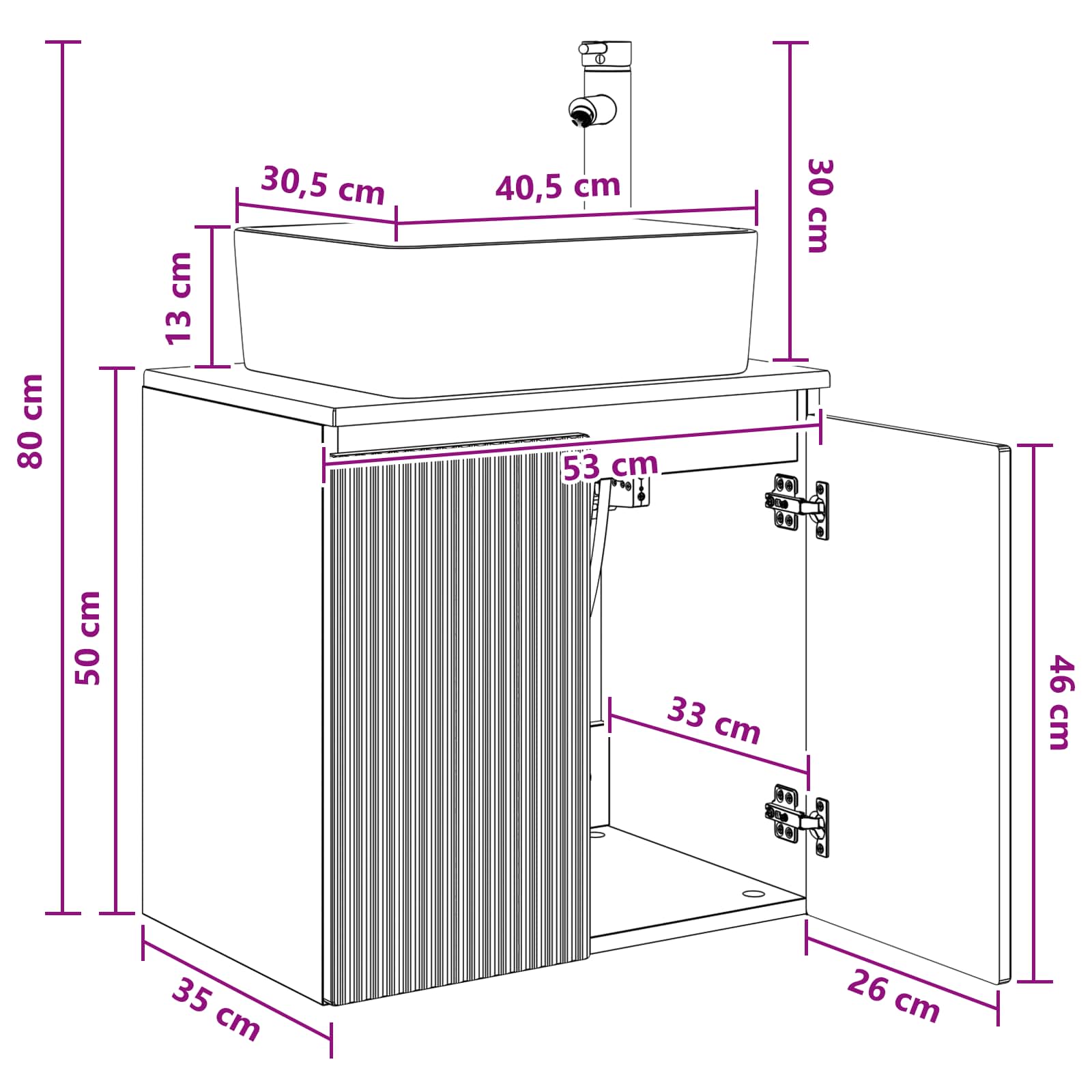 Umivaonik s policom Hrast sonoma 53 x 35 x 63 cm