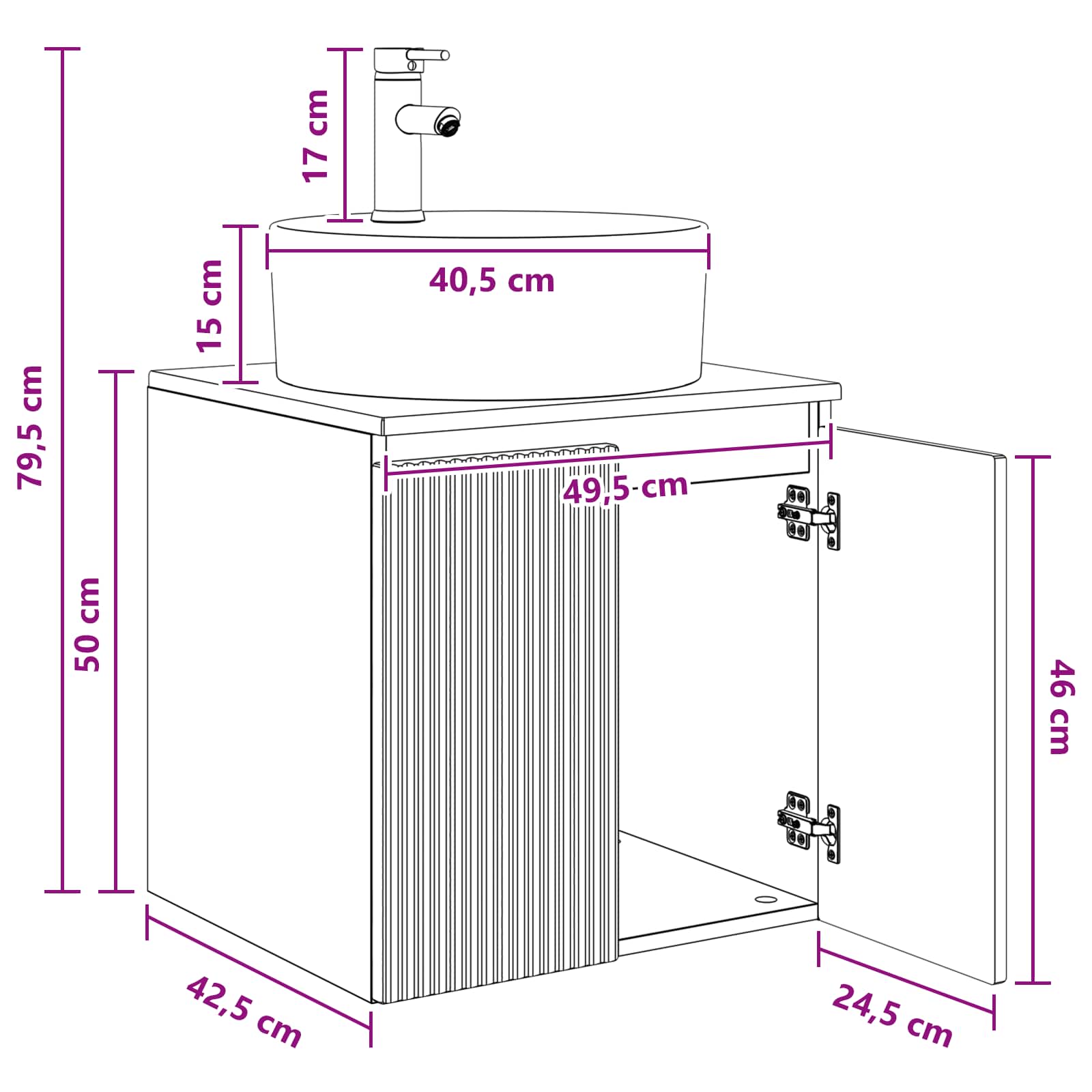 Umivaonik s policom Bijela 49,5 x 44,5 x 65 cm