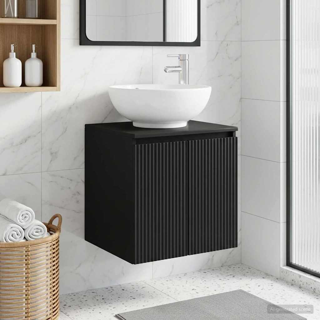 Umivaonik s policom Crna 49,5 x 44,5 x 65 cm Konstruirano drvo
