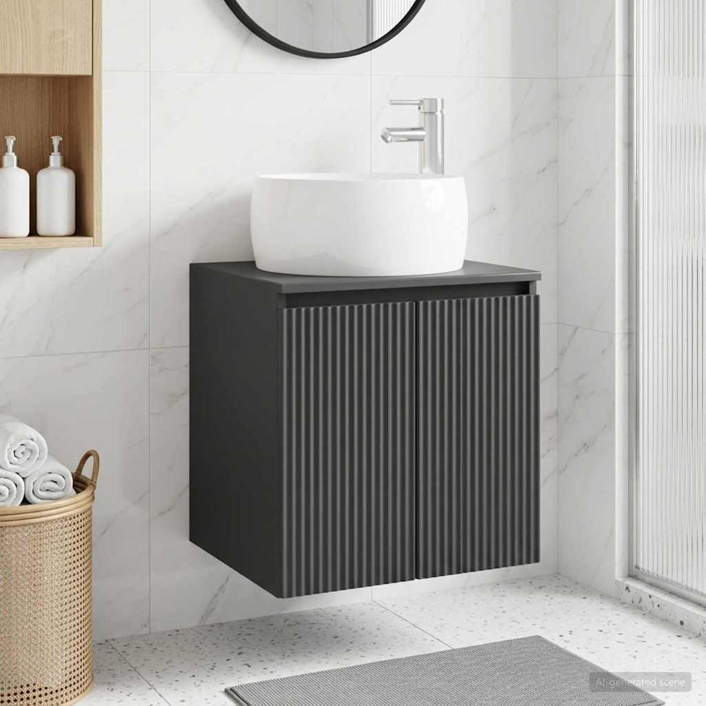 Umivaonik s policom Crna 49,5 x 44,5 x 66 cm Konstruirano drvo