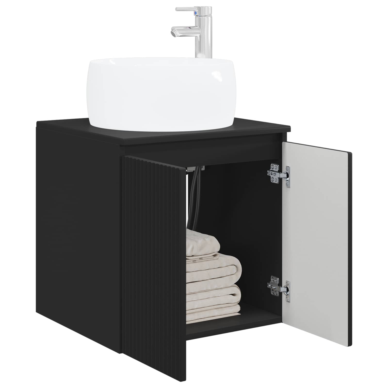 Umivaonik s policom Crna 49,5 x 44,5 x 66 cm Konstruirano drvo