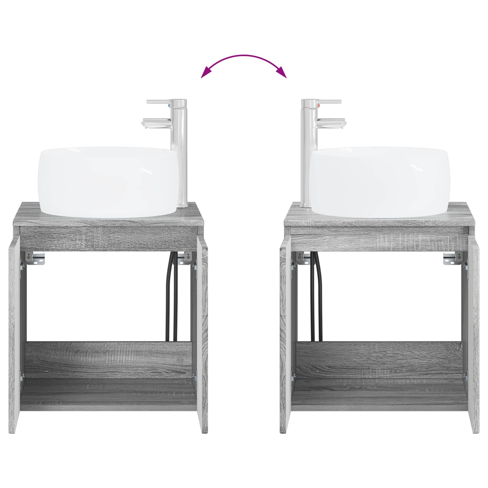Umivaonik s policom Siva Sonoma 49,5 x 44,5 x 66 cm