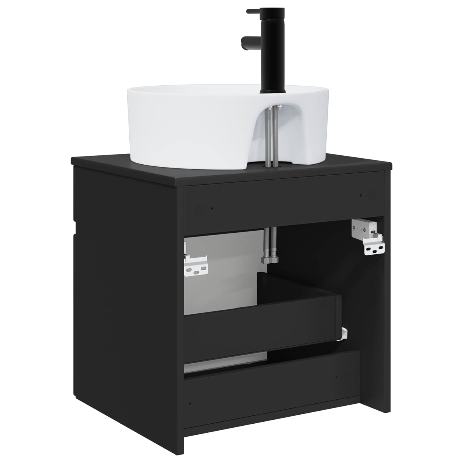 Umivaonik s policom za zid Crna 49 x 44,5 x 65 cm