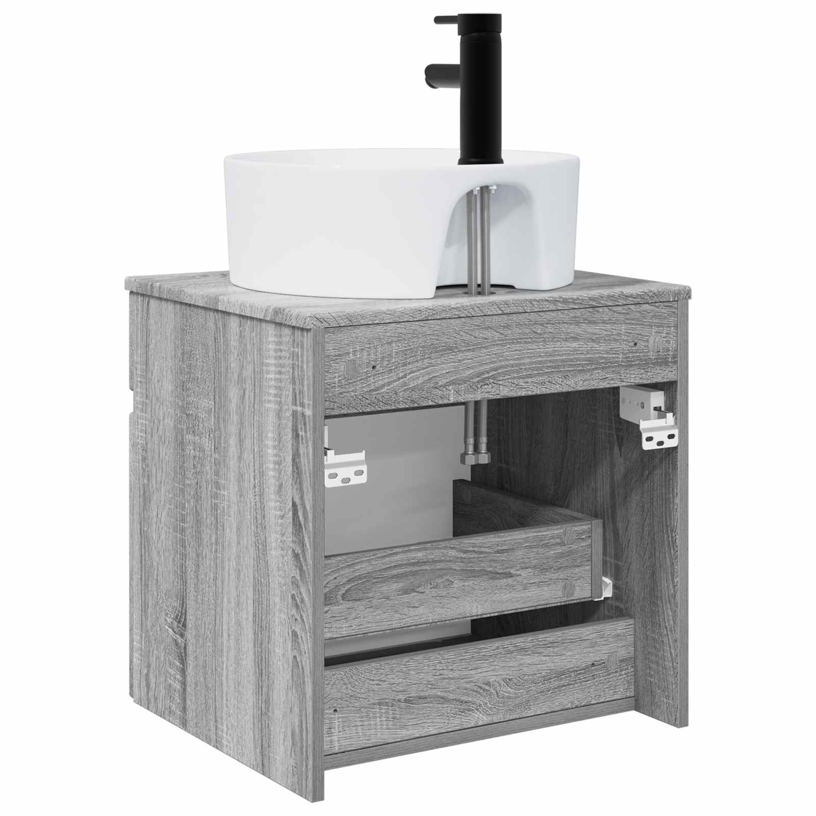 Umivaonik s policom za zid Siva Sonoma 49 x 44,5 x 65 cm