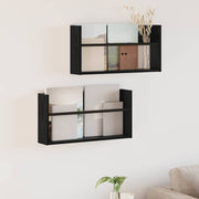 Polica za časopise s policom 2 pcs Crni hrast 60 x 12 x 30 cm