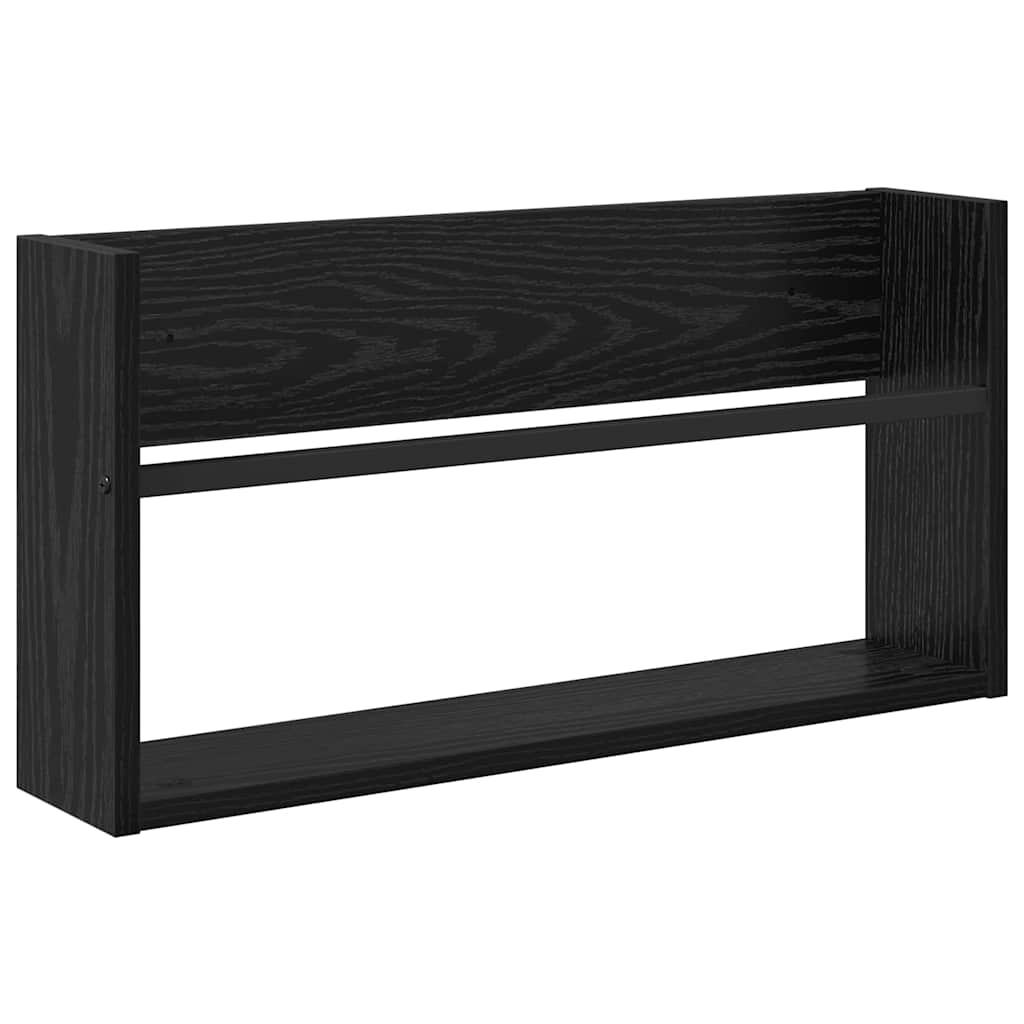 Polica za časopise s policom 2 pcs Crni hrast 60 x 12 x 30 cm