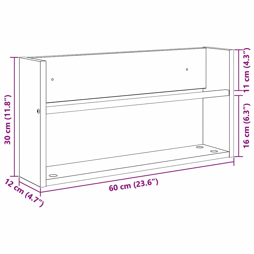 Polica za časopise s policom 2 pcs Sonoma hrast 60 x 12 x 30 cm