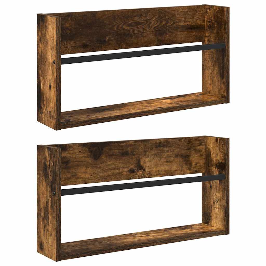 Polica za časopise Zidne 2 pcs Dimljeni hrast 60 x 12 x 30 cm
