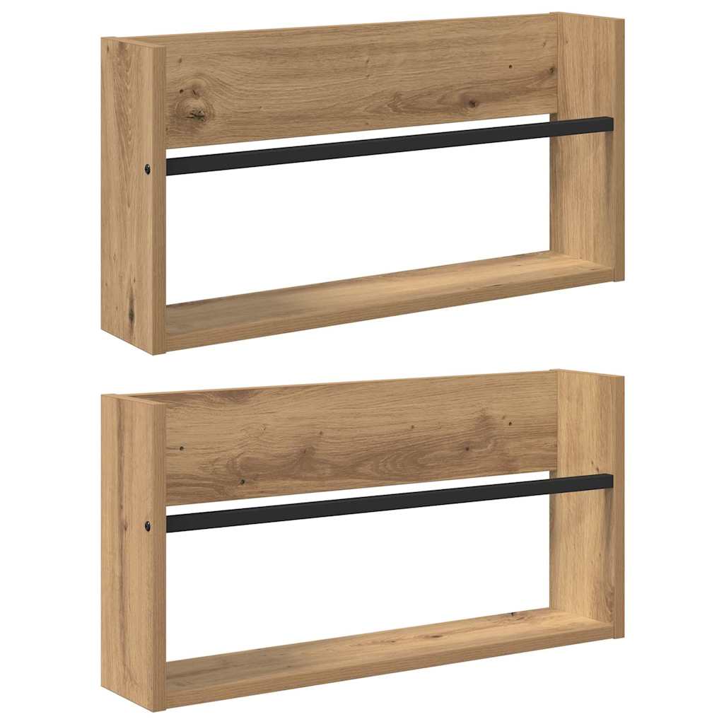 Polica za časopise Zidne 2 pcs Umjetnički hrast 60 x 12 x 30 cm