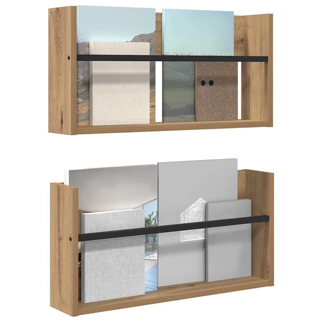 Polica za časopise Zidne 2 pcs Umjetnički hrast 60 x 12 x 30 cm