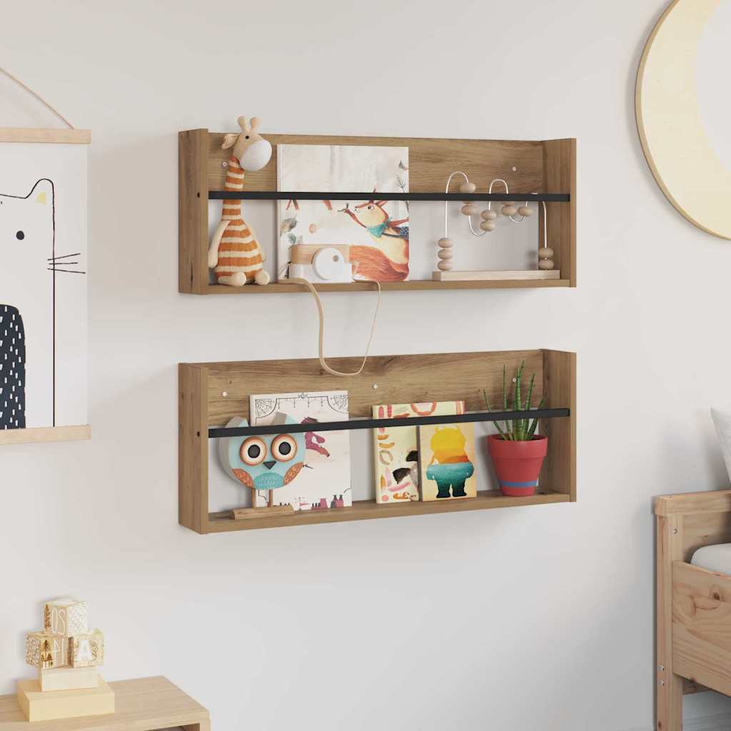 Polica za časopise Zidne 2 pcs Umjetnički hrast 80 x 12 x 30 cm