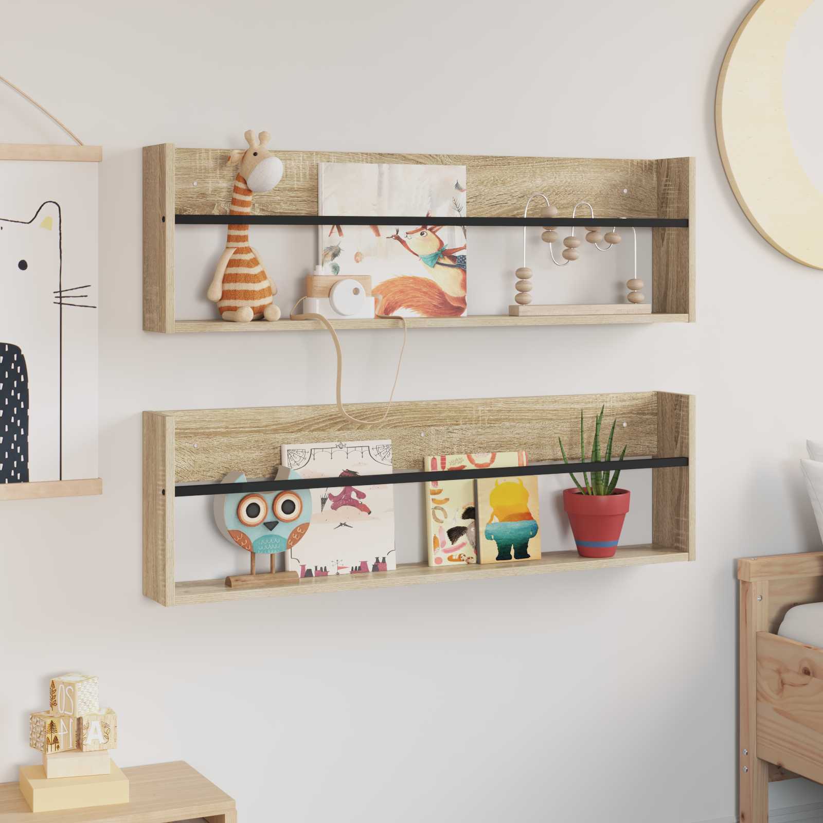 Polica za časopise Zidne 2 pcs Sonoma hrast 100 x 12 x 30 cm