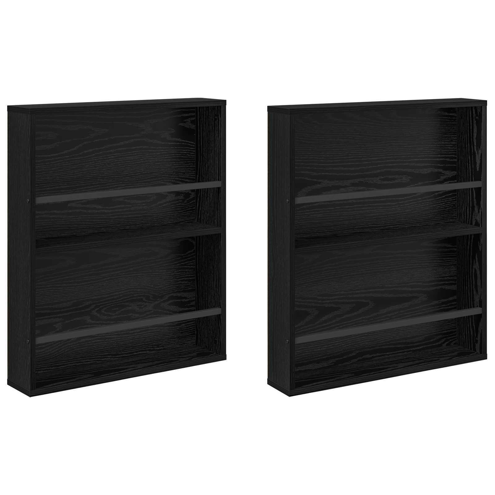 Polica za časopise s policom 2 pcs Crni hrast 60 x 12 x 70 cm