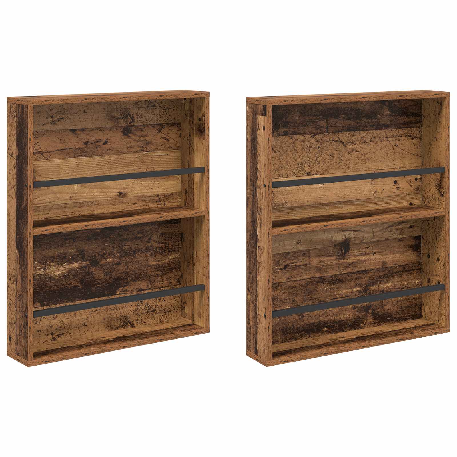 Polica za časopise s policom 2 pcs Staro drvo 60 x 12 x 70 cm