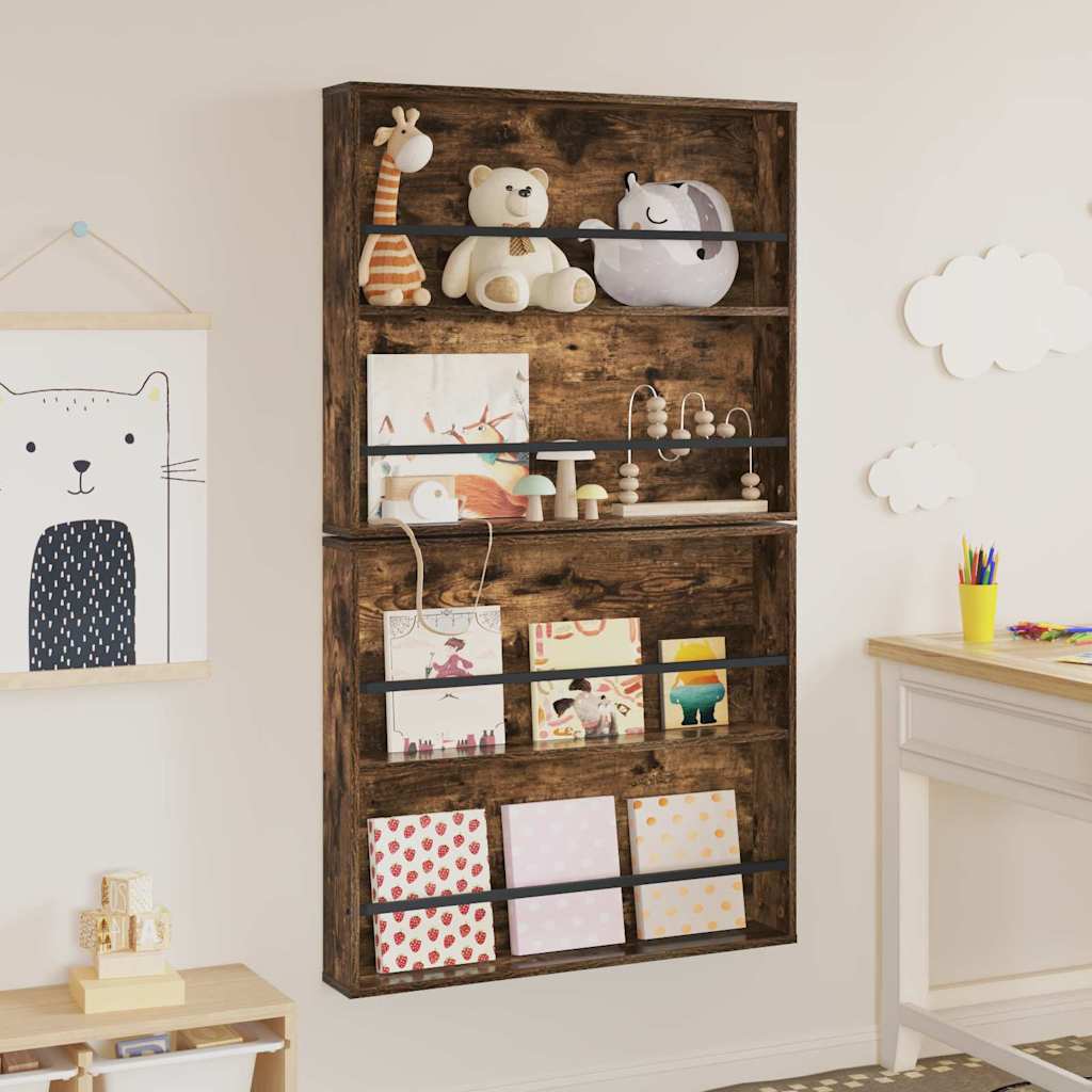 Polica za časopise Zidne 2 pcs Dimljeni hrast 80 x 12 x 70 cm