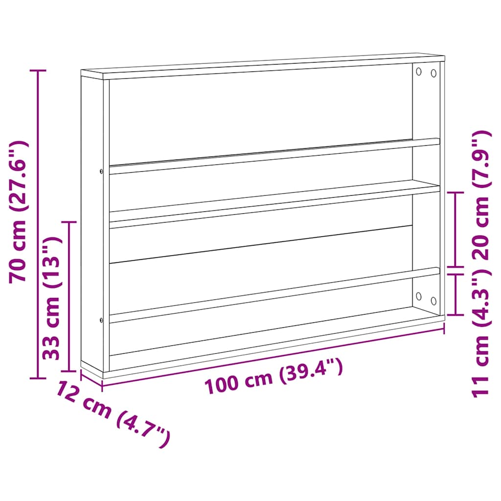 Polica za časopise s policom 2 pcs Crni hrast 100 x 12 x 70 cm