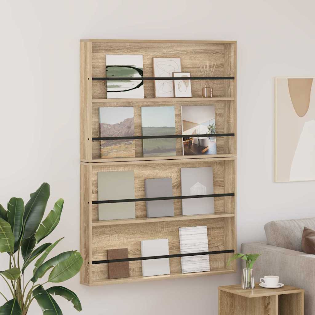 Polica za časopise Zidne 2 pcs Sonoma hrast 100 x 12 x 70 cm