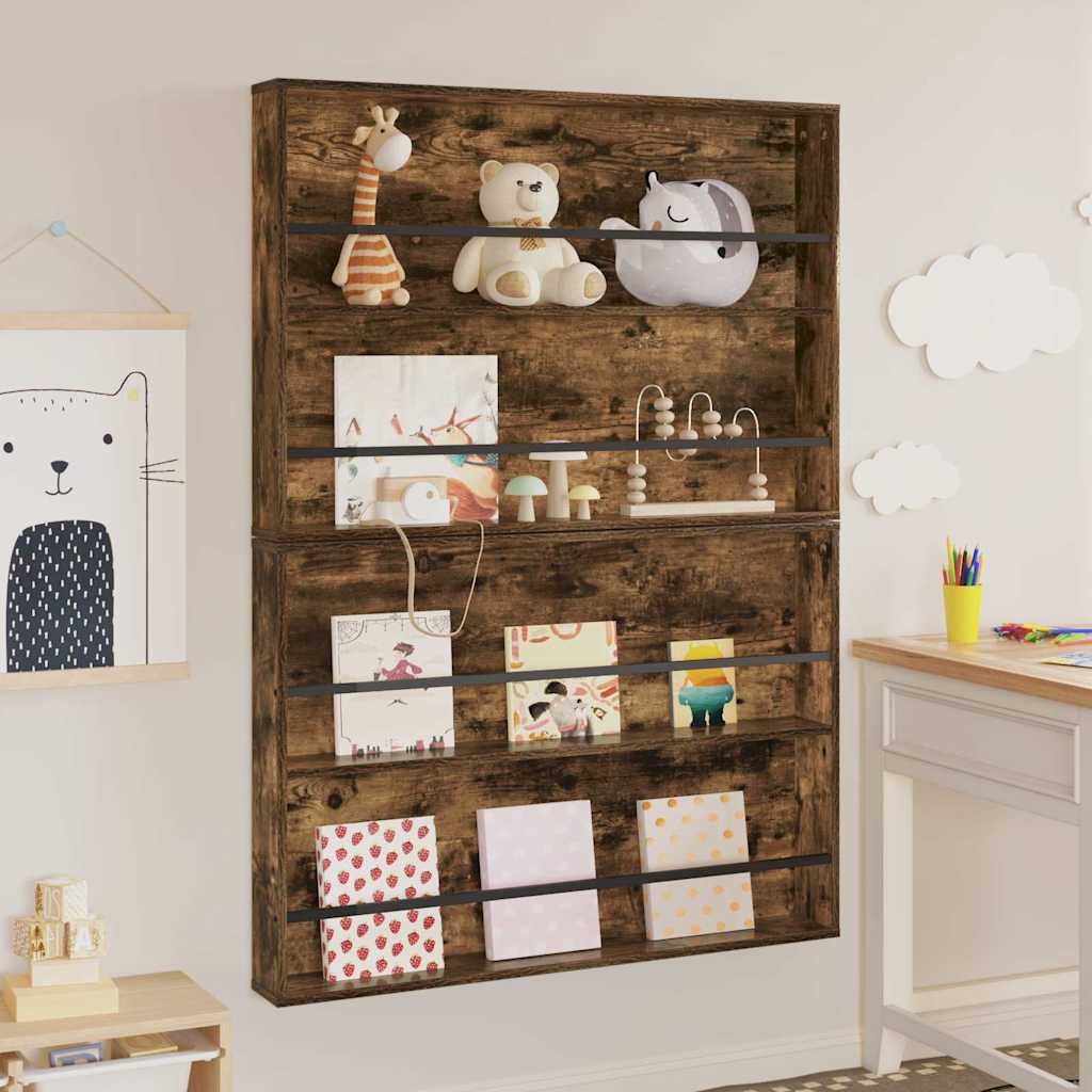 Polica za časopise Zidne 2 pcs Dimljeni hrast 100 x 12 x 70 cm