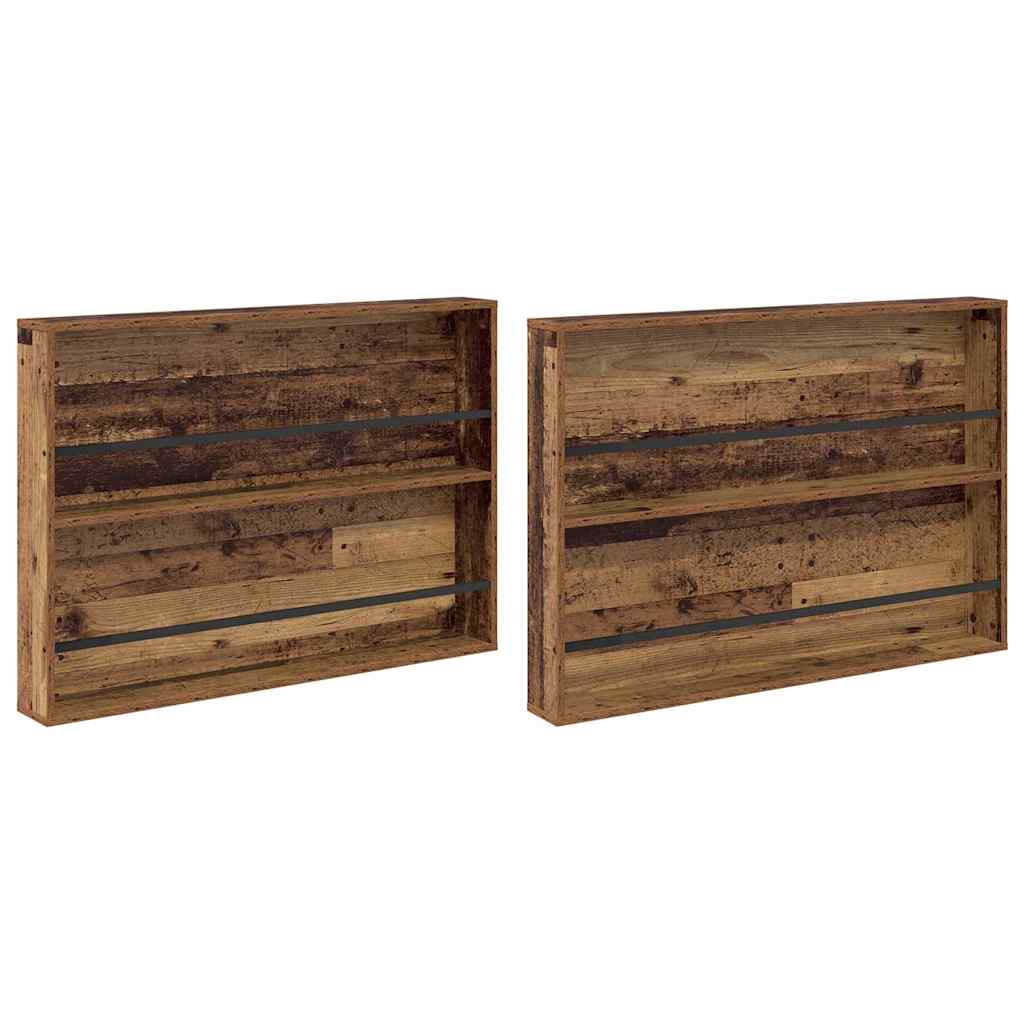 Polica za časopise s policom 2 pcs Staro drvo 100 x 12 x 70 cm