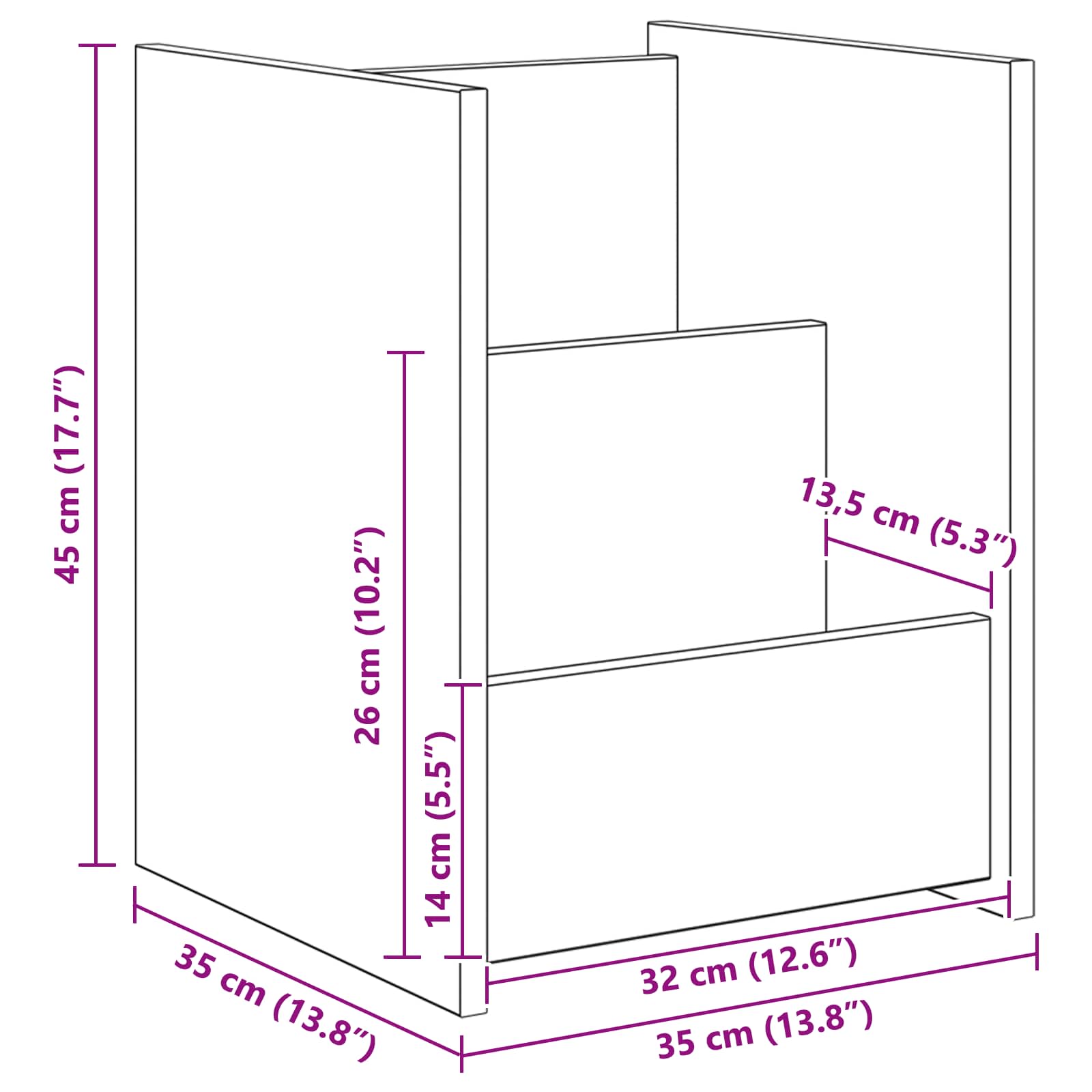 Polica za časopise s policom Dimljeni hrast 35 x 35 x 45 cm