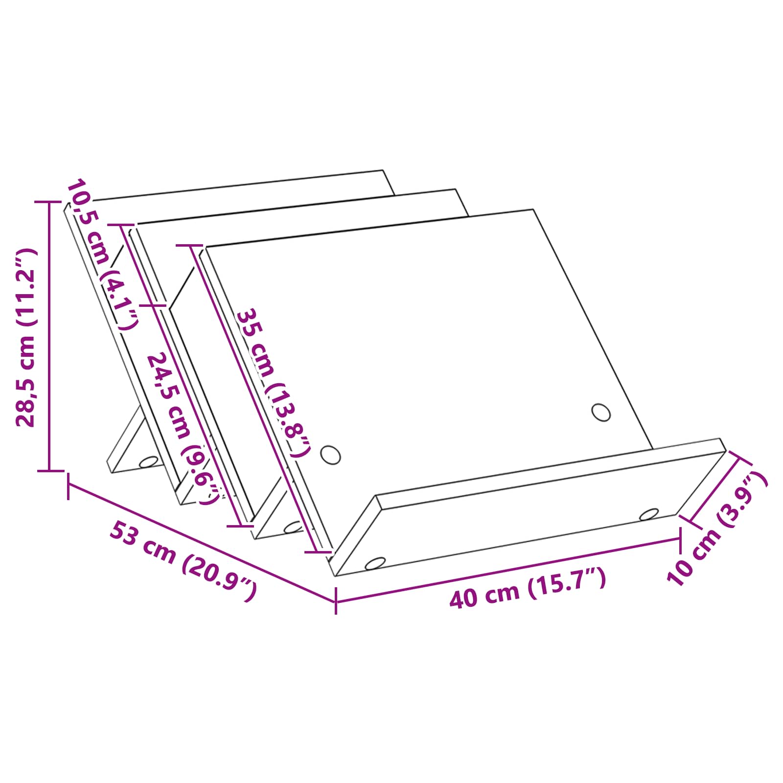 Polica za časopise s policom Staro drvo 53 x 40 x 28,5 cm