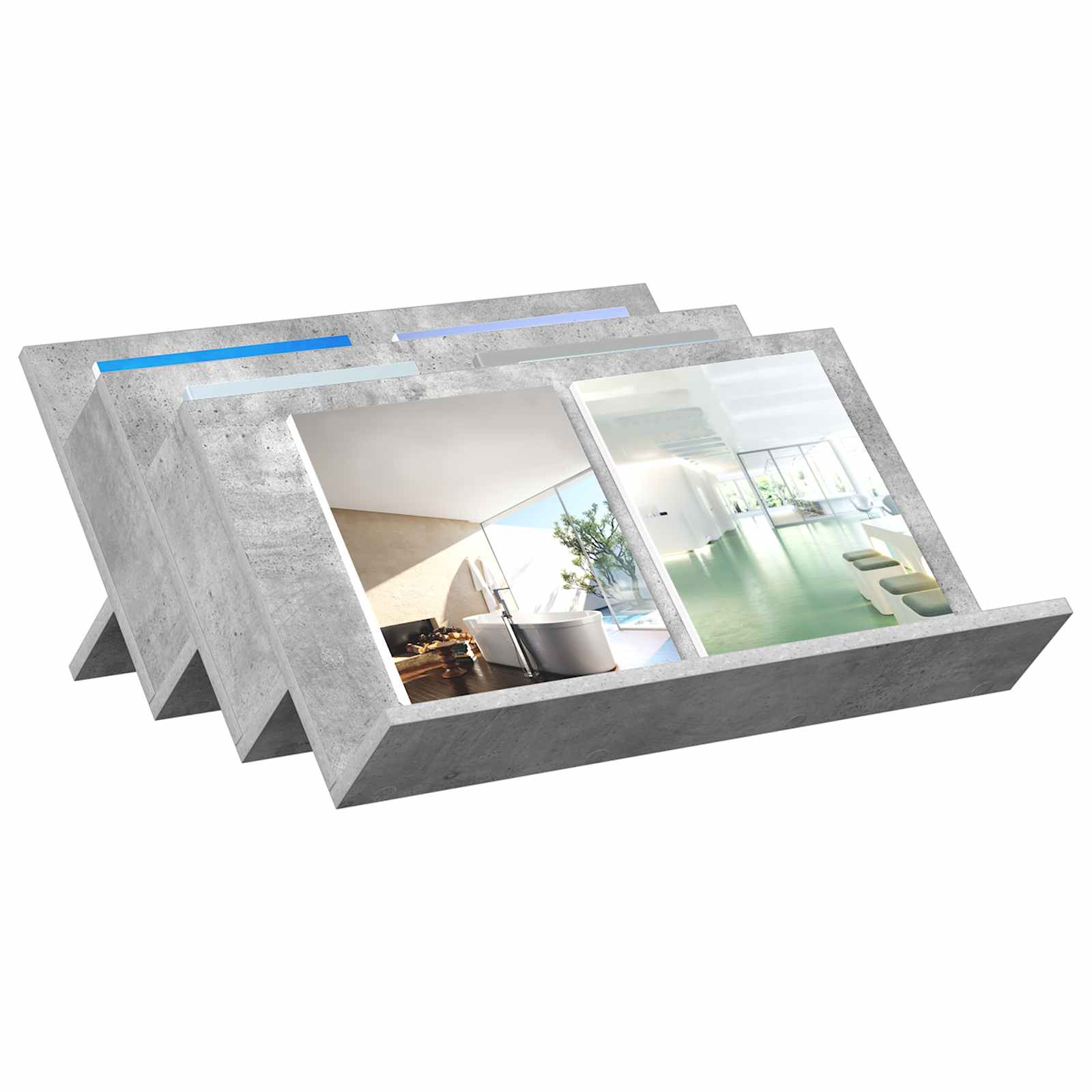 Polica za časopise s policom Betonska siva 65 x 53 x 28,5 cm