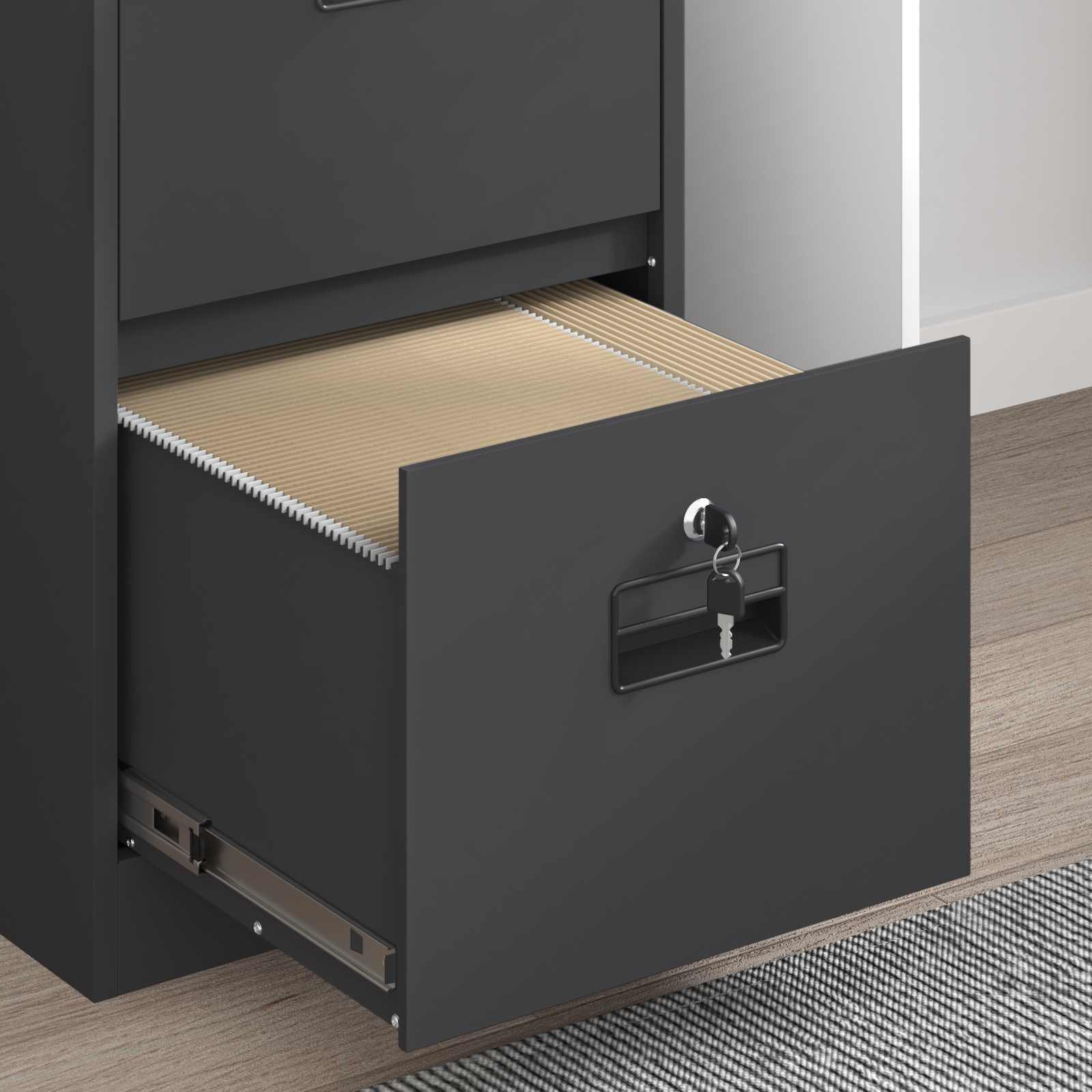 Kabinet za datoteke s ladicama 2 pcs Crna 44 x 50 x 139 cm