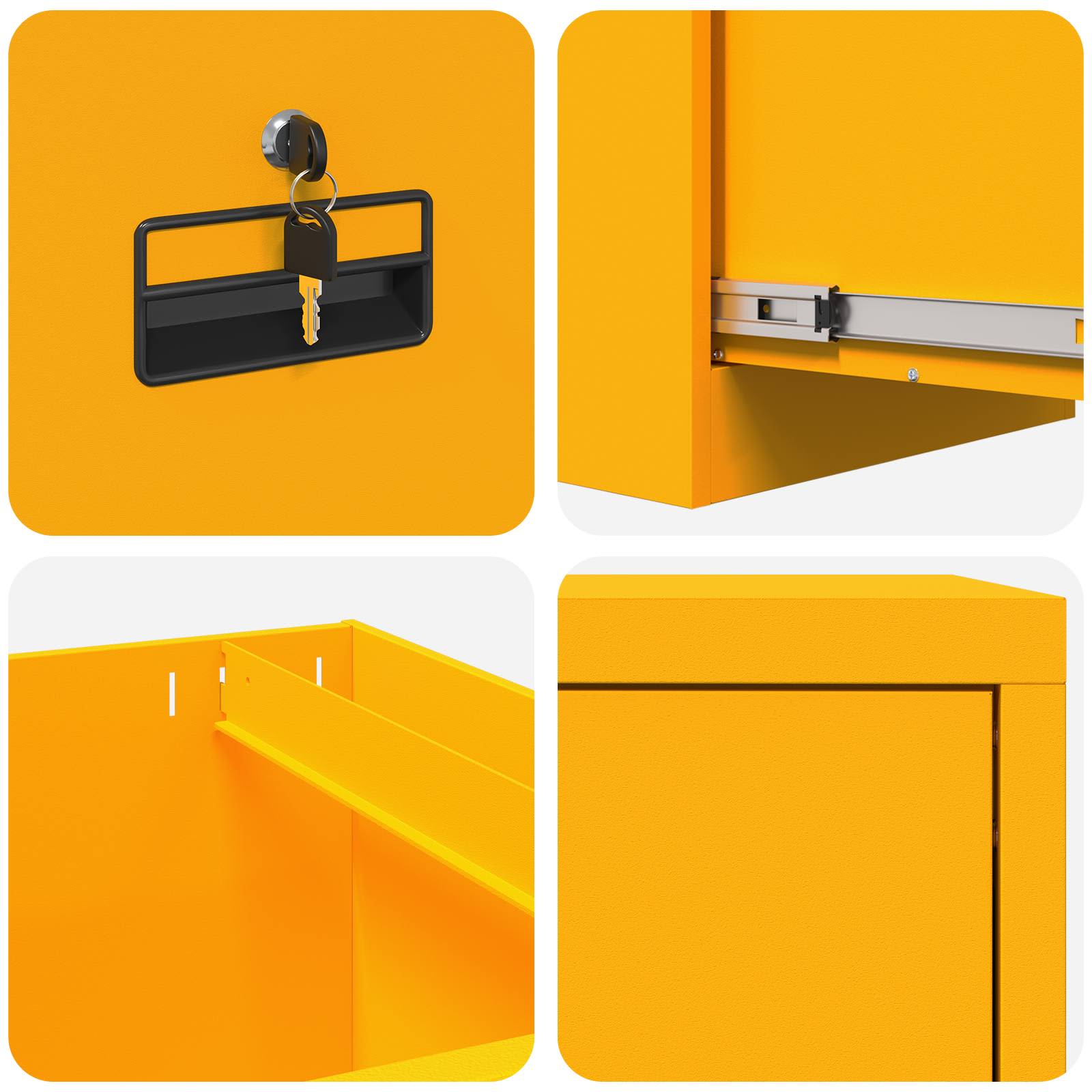 Kabinet za datoteke s ladicama 2 pcs Žuta 44 x 50 x 139 cm