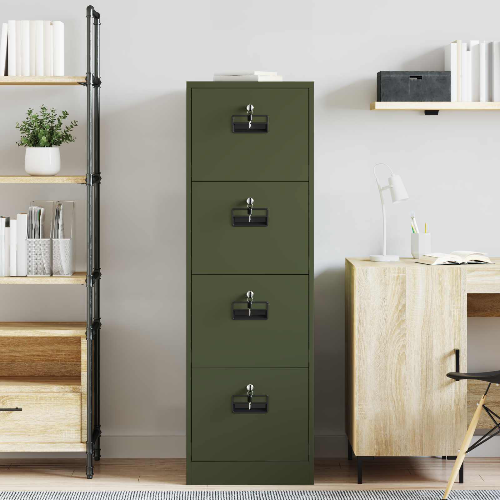 Kabinet za datoteke 2 pcs Maslinasto zelena 44 x 50 x 139 cm