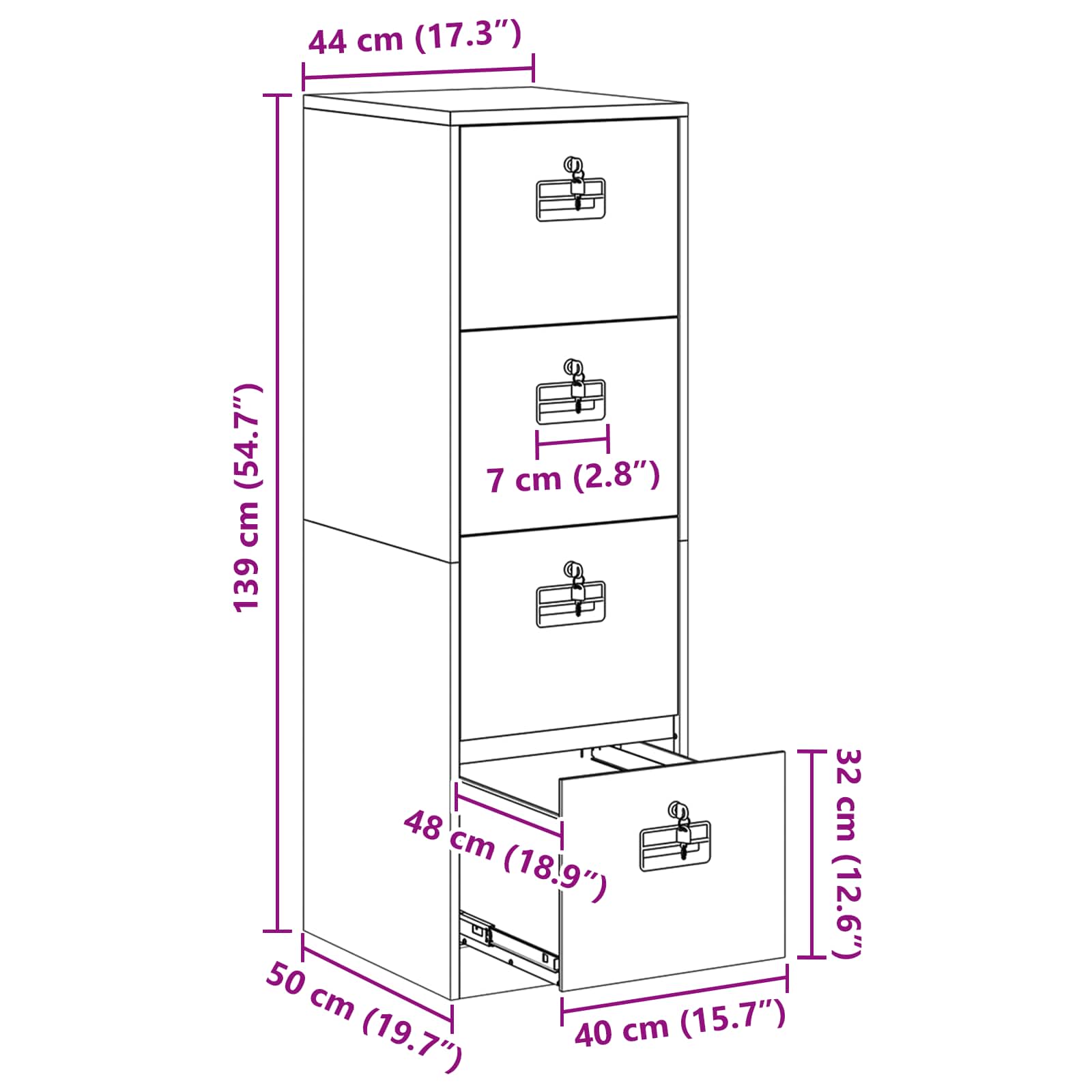 Kabinet za datoteke s ladicama 2 pcs Bijelo 44 x 50 x 139 cm