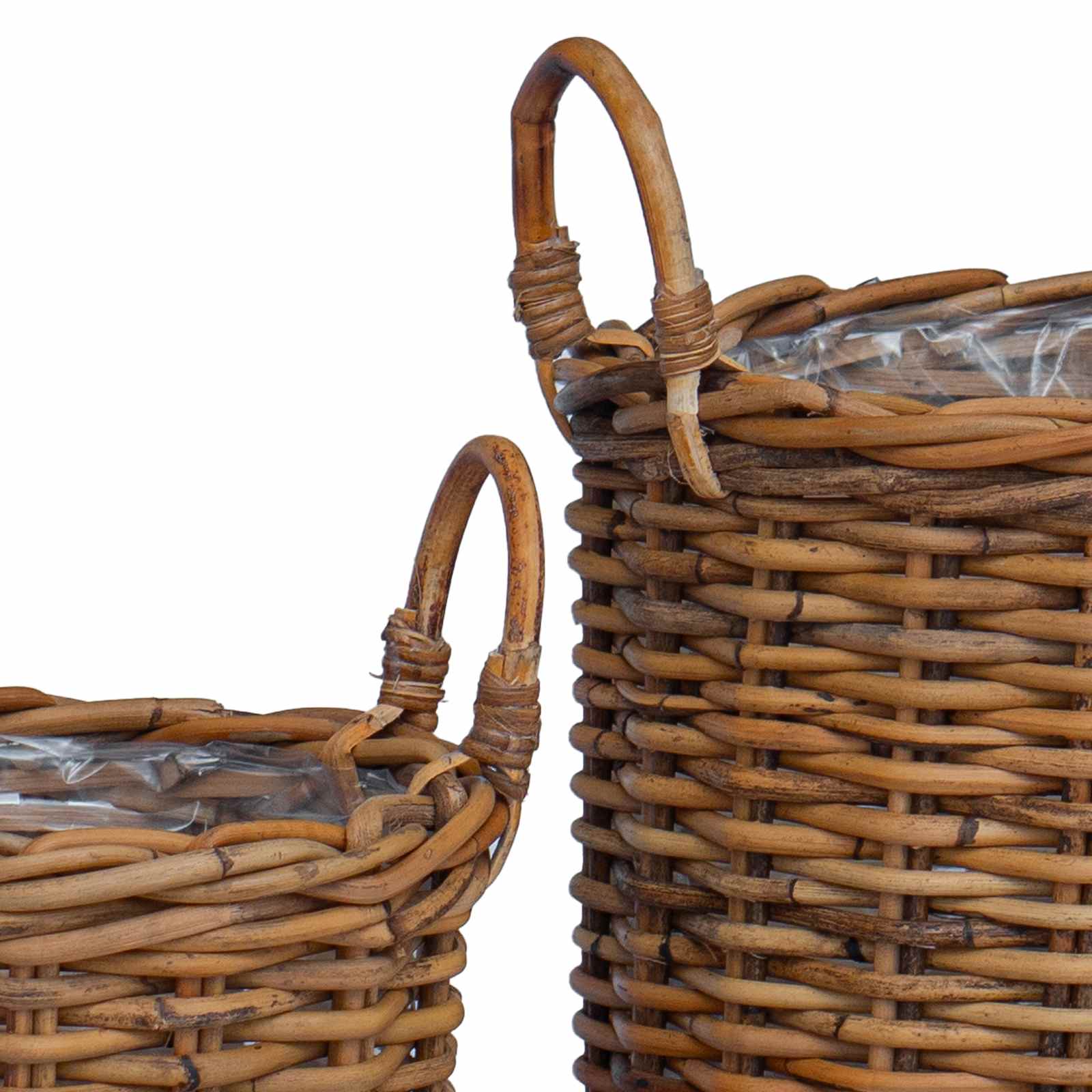 Košara za saksije s pohranom 2 pcs Smeđa Kubu Ratan