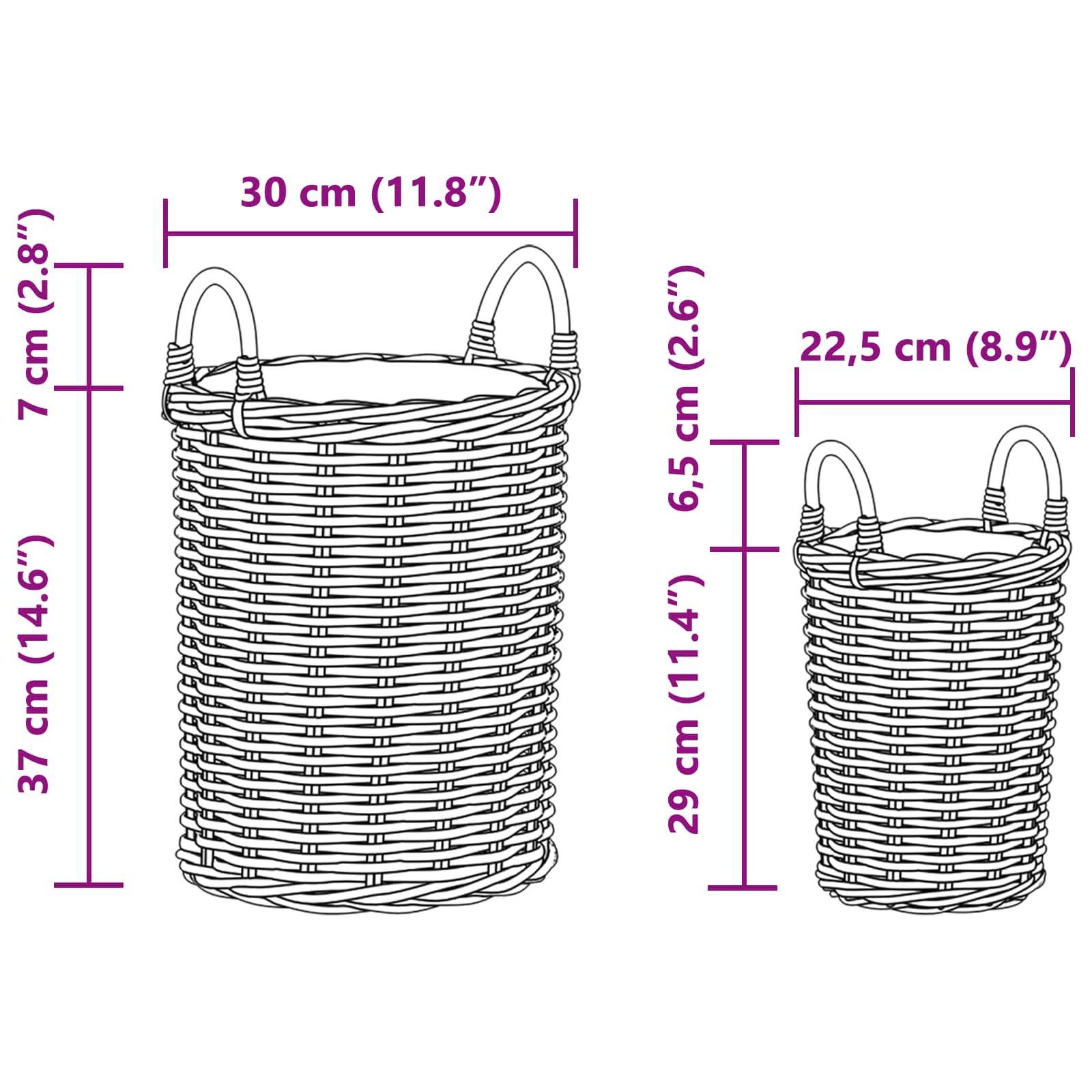 Košara za saksije s pohranom 2 pcs Smeđa Kubu Ratan